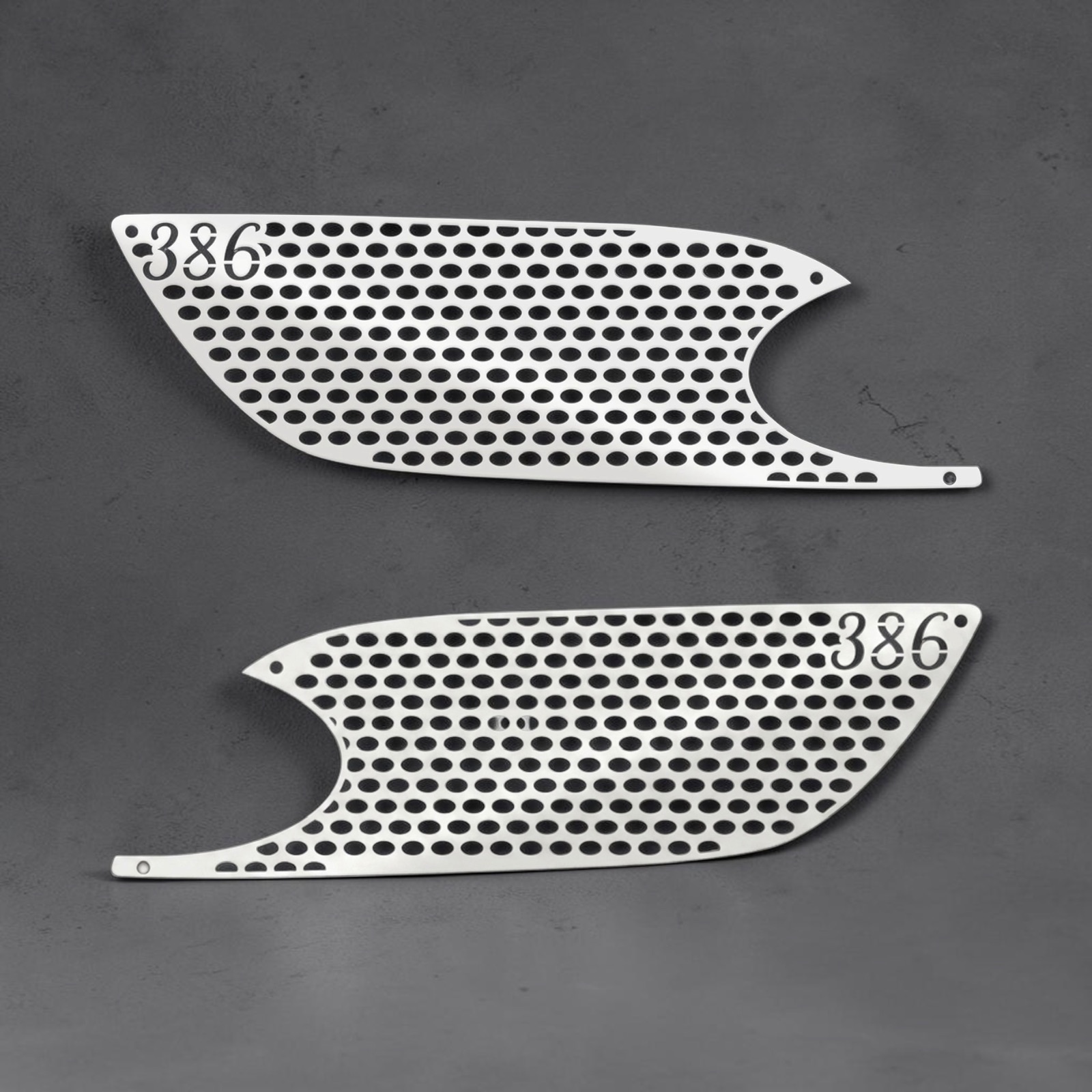 2Pcs Hood Air Intake Screens for Peterbilt 386 Stainless Steel Mirror Finish
