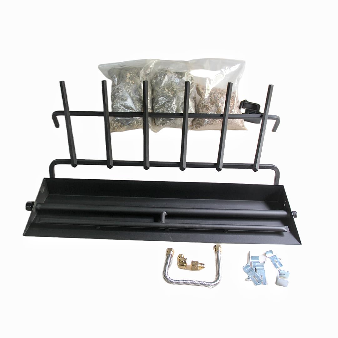 18"-30" Burner Pan for Gas Fireplace Gas Fireplace Burner Gas Logs Propane Burner (30 inch Two Pipe)