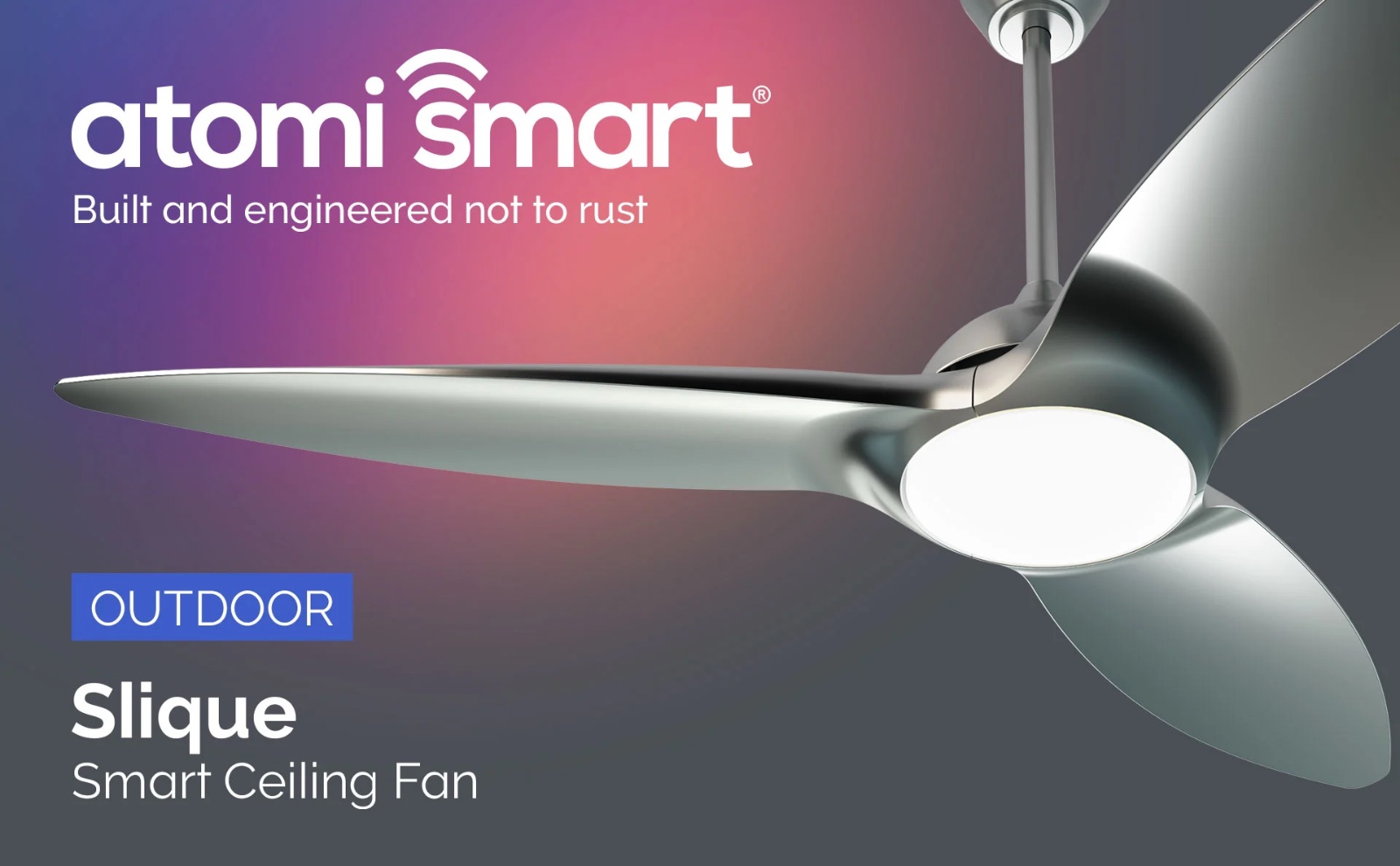 Atomi Smart Outdoor Ceiling Fan 60 inch LED Slique Smart App Control NEW