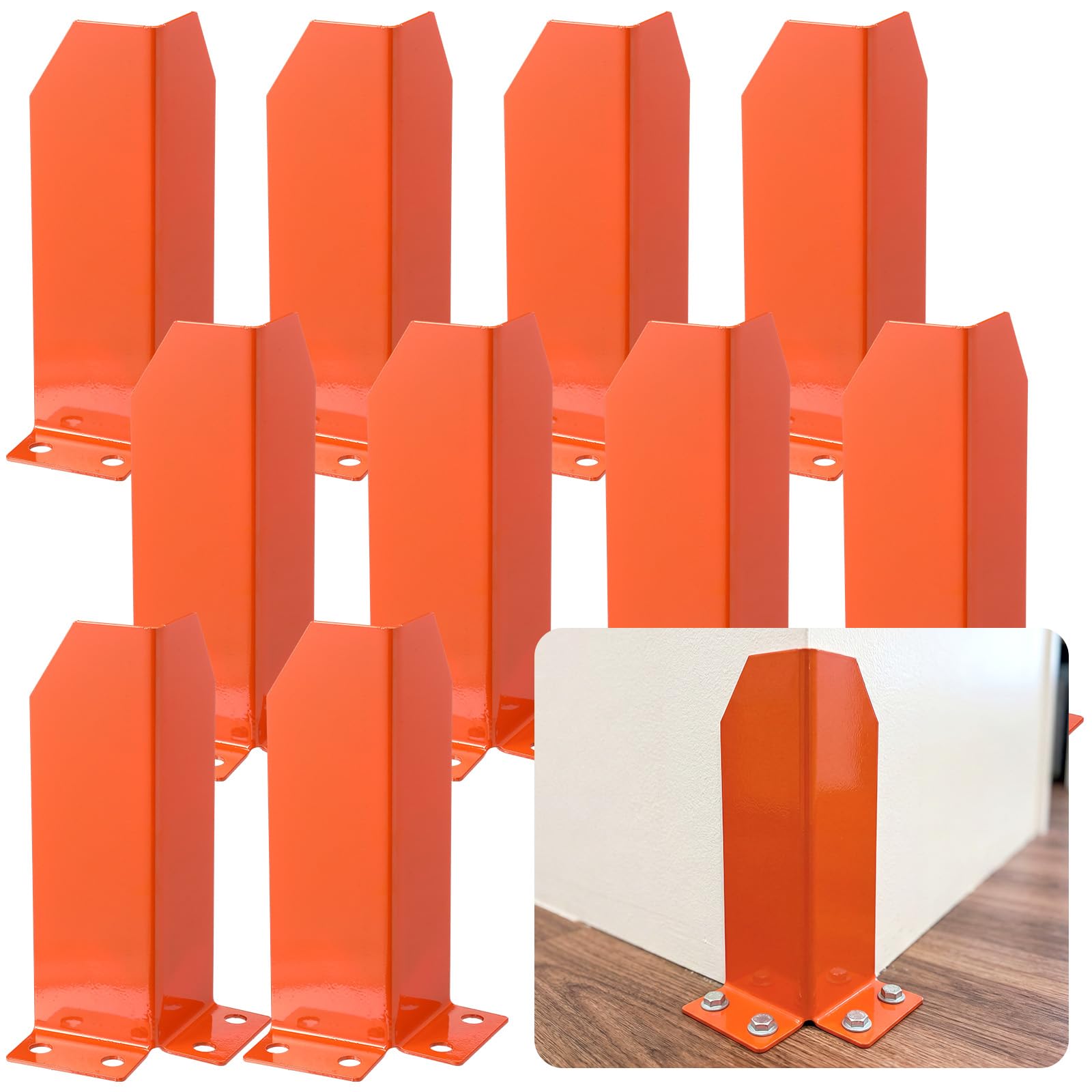 Hicarer 10 Pcs Corner Guards for Carpet Cleaning Orange Corner Protectors Wall Edge Baseboard Trim Guards, Avoid Scratching Scuffs Ease Install for Door Countertop Furniture Cabinet Protection