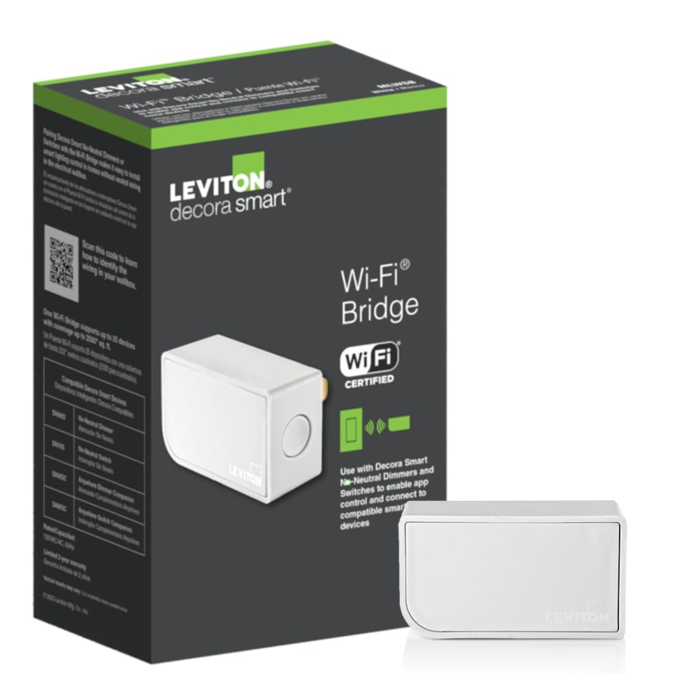 Leviton MLWSB Wi-Fi Bridge for No-Neutral Decora Smart Dimmers New Open Box