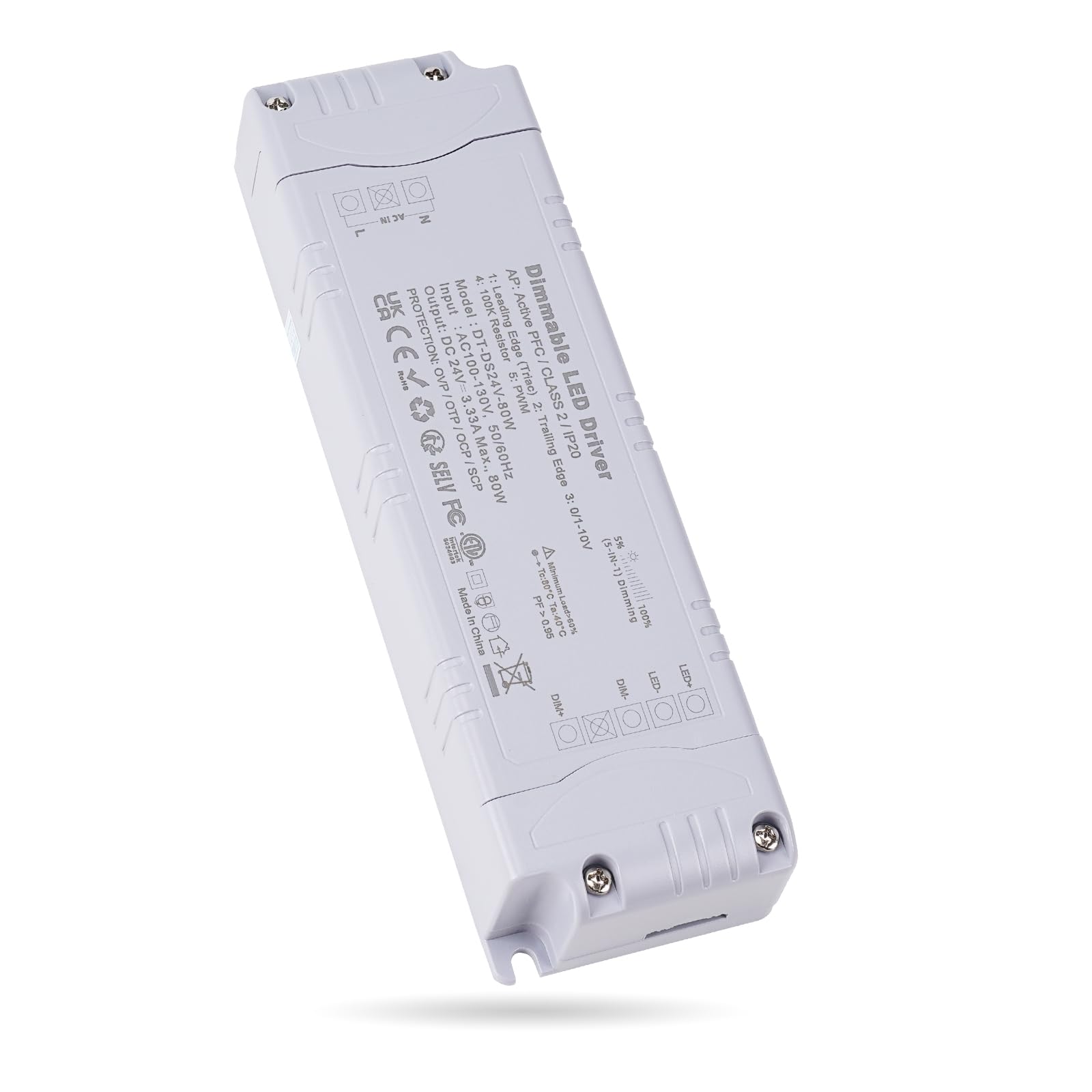 REYLAX Dimmable LED Driver 24V 80W Constant Voltage Power Supply AC 120V to DC 24V Compatible with Lutron Leviton Dimmer Triac & 0-10V&1-10V & PWM & 100k Resistor LED Transformer for LED Strip Lights