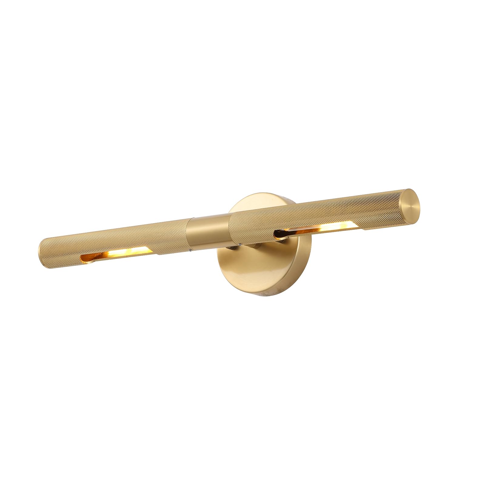 BAODEN Brushed Brass Picture Light 19 inches Modern Gold Wall Sconce with Knurled Texture Cylinder Metal Shades Rotatable 360°Indoor Wall Lighting Fixture Bathroom Vanity Light Bedroom Living Room
