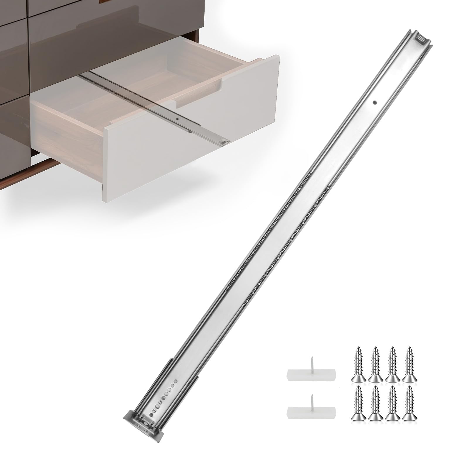 homdiy 10 Pcs 16 Inch Heavy Duty Center Mount Drawer Slides for Cabinet and Dresser Bottom Mount Drawer Slides 3/4 Extension Glide Track