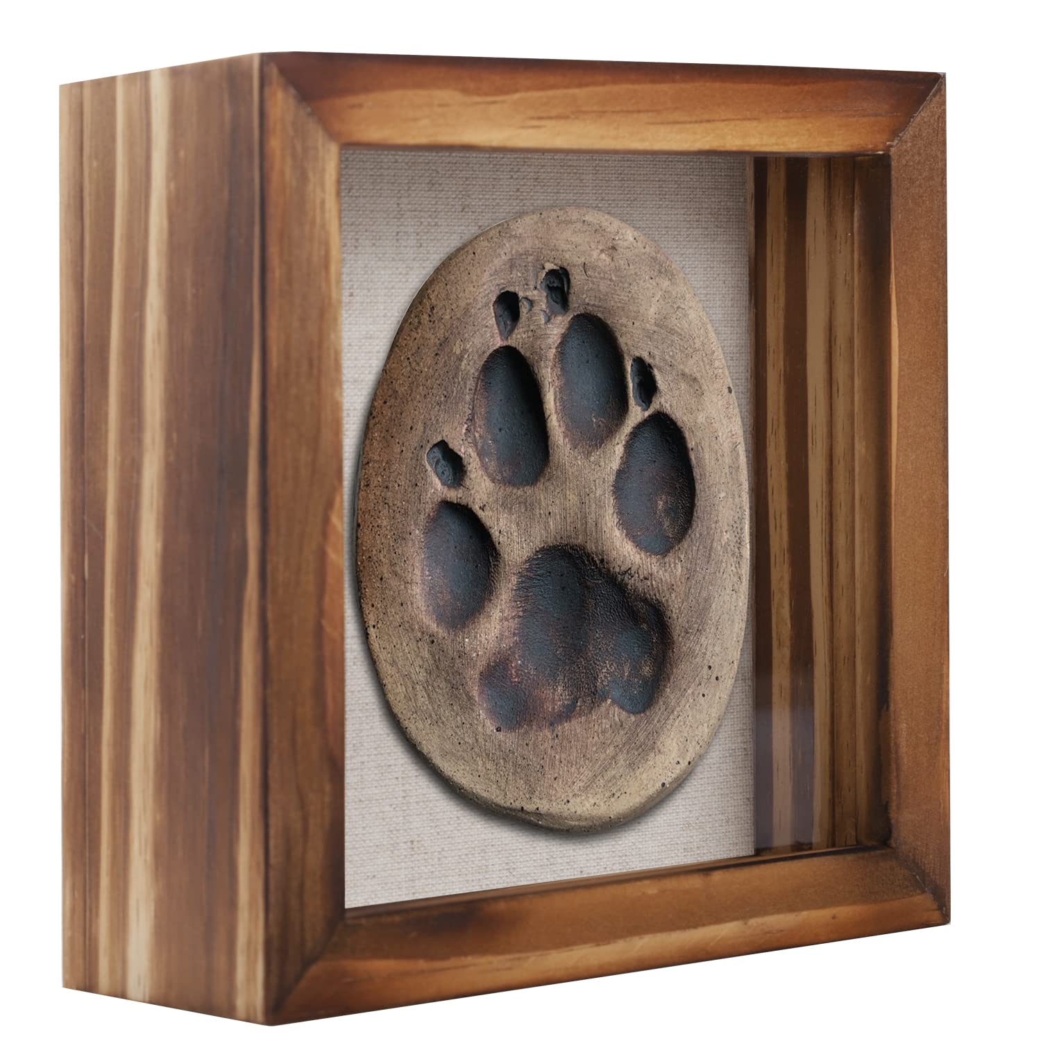 1DOT2 5x5 Small Shadow Box Frame Display Case, Grade A Natural Pine Wood HD Glass Front Soft Linen Back, 1.2 inches Interior Depth-Carbonized Black
