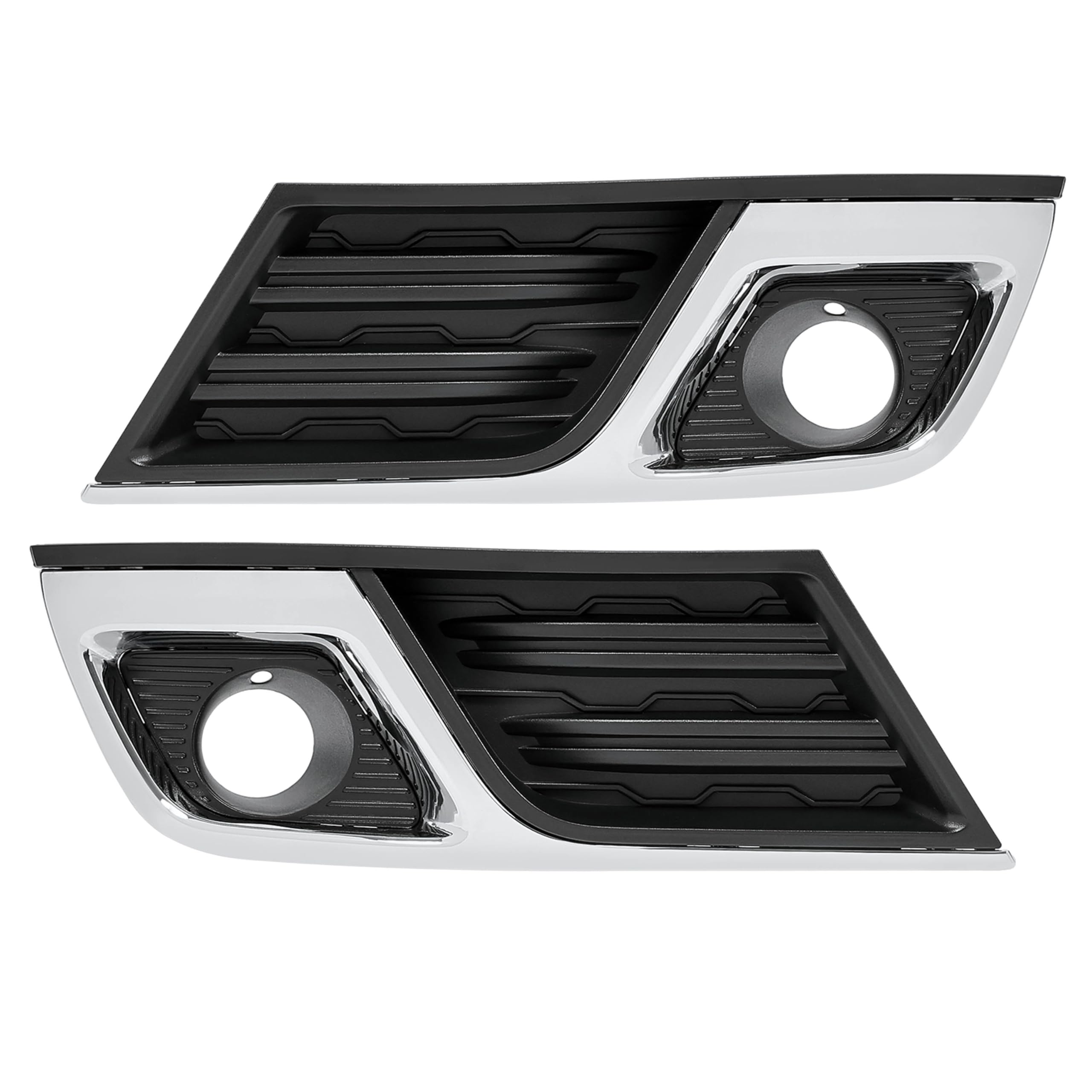 KUAFU Fog Light Bezels Compatible with 2013-2017 Chevy Chevrolet Traverse Right & Left Front Bumper Fog Lamp Cover Plastic(ABS) Black & Silvery Textured Replacement for 20988620 20988619