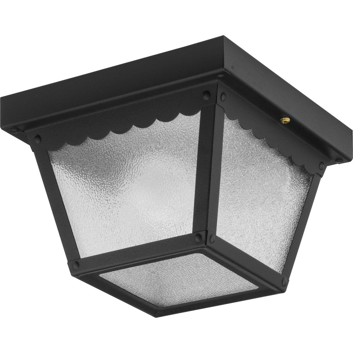 Progress Lighting 1-Light Indoor and Outdoor Flush Mount Ceiling Light, Interior and Exterior Ceiling-Mount Fixture for Porches, Patios, Garages, Hallways, Metal, 7-1/2" by 5", Black, P5727-31