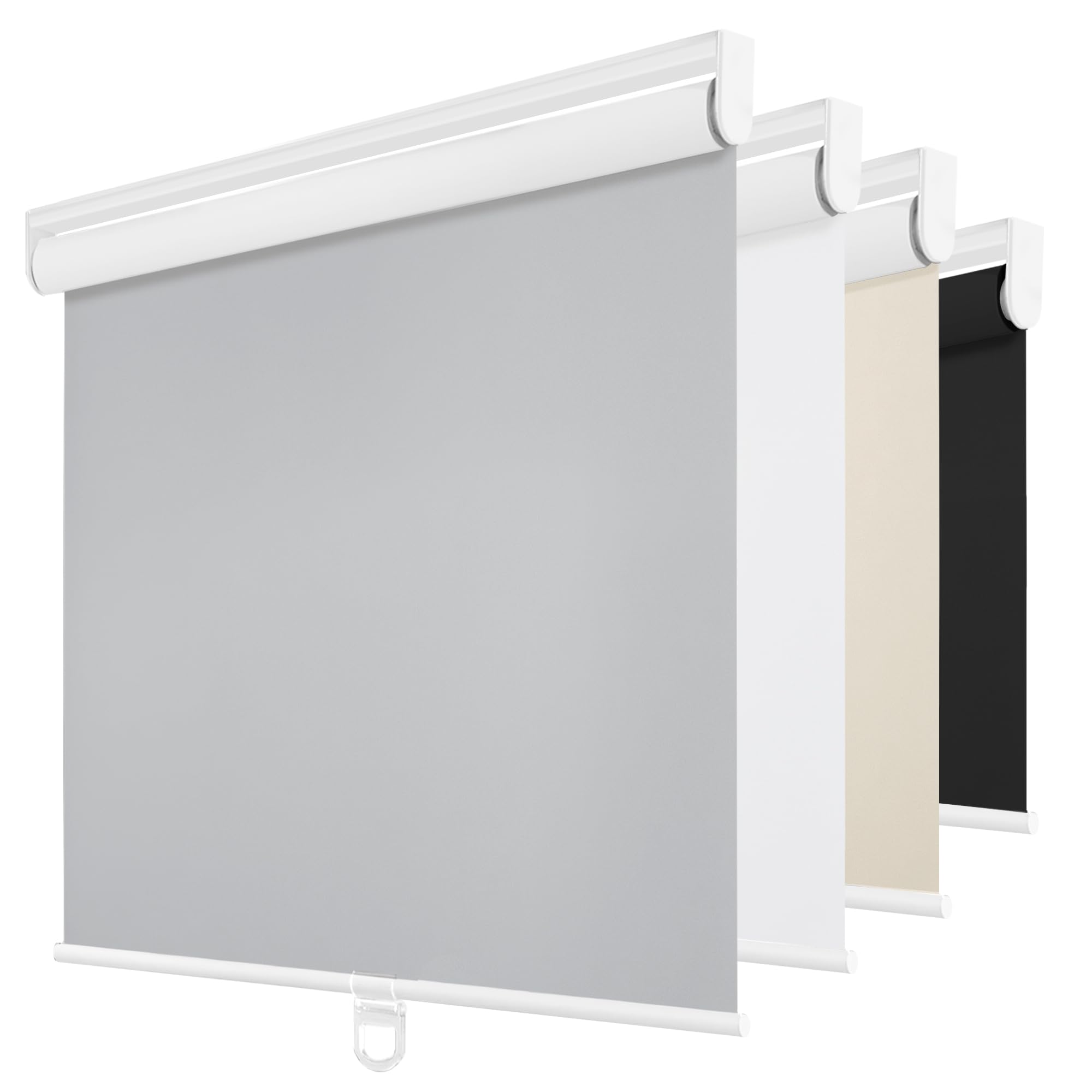 ChrisDowa Cordless Blackout Roller Shades for Windows, Thermal Insulated UV Protection Pull Down Shades, Total Blackout Window Blinds for Home, Office, Bedroom, Door (24" W x 72" H, Grey)