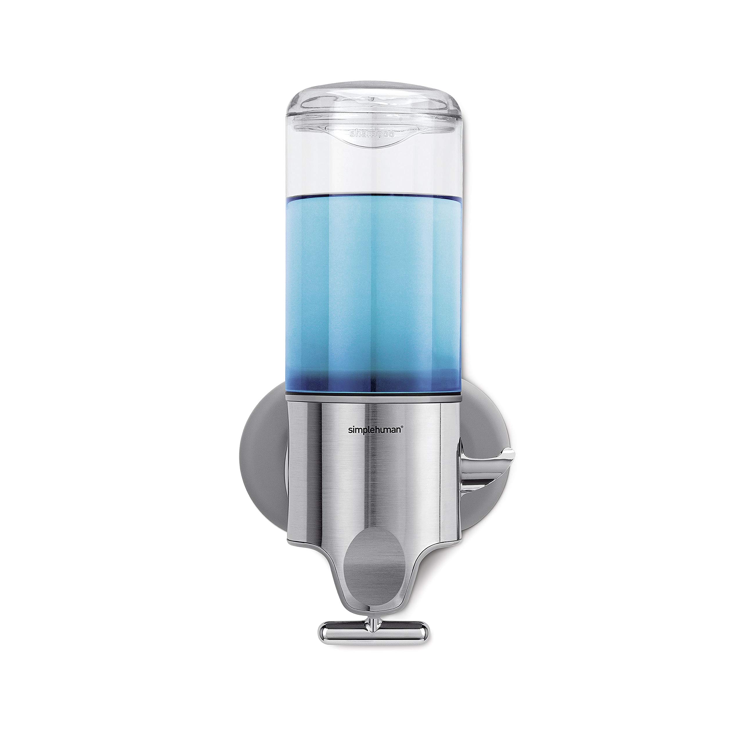 simplehuman Wall Mount Pumps, Single 15 fl. oz. Shampoo & Soap Dispenser, Stainless Steel