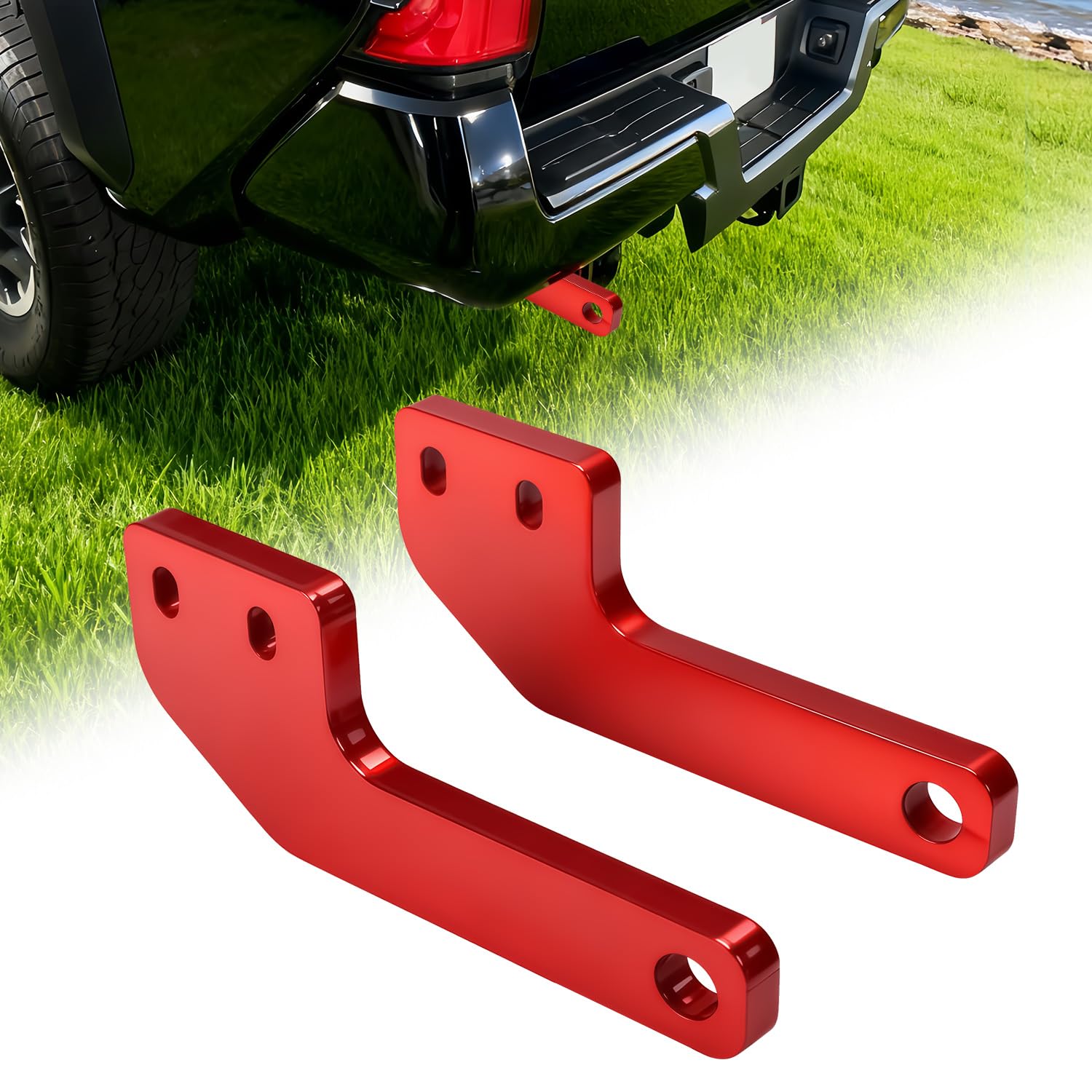 Rear Tow Hooks Kit, Rear Recovery Points for 2025 2026 Toyota Tacoma, Steel Construction Recovery Points Hooks, Red Left and Right