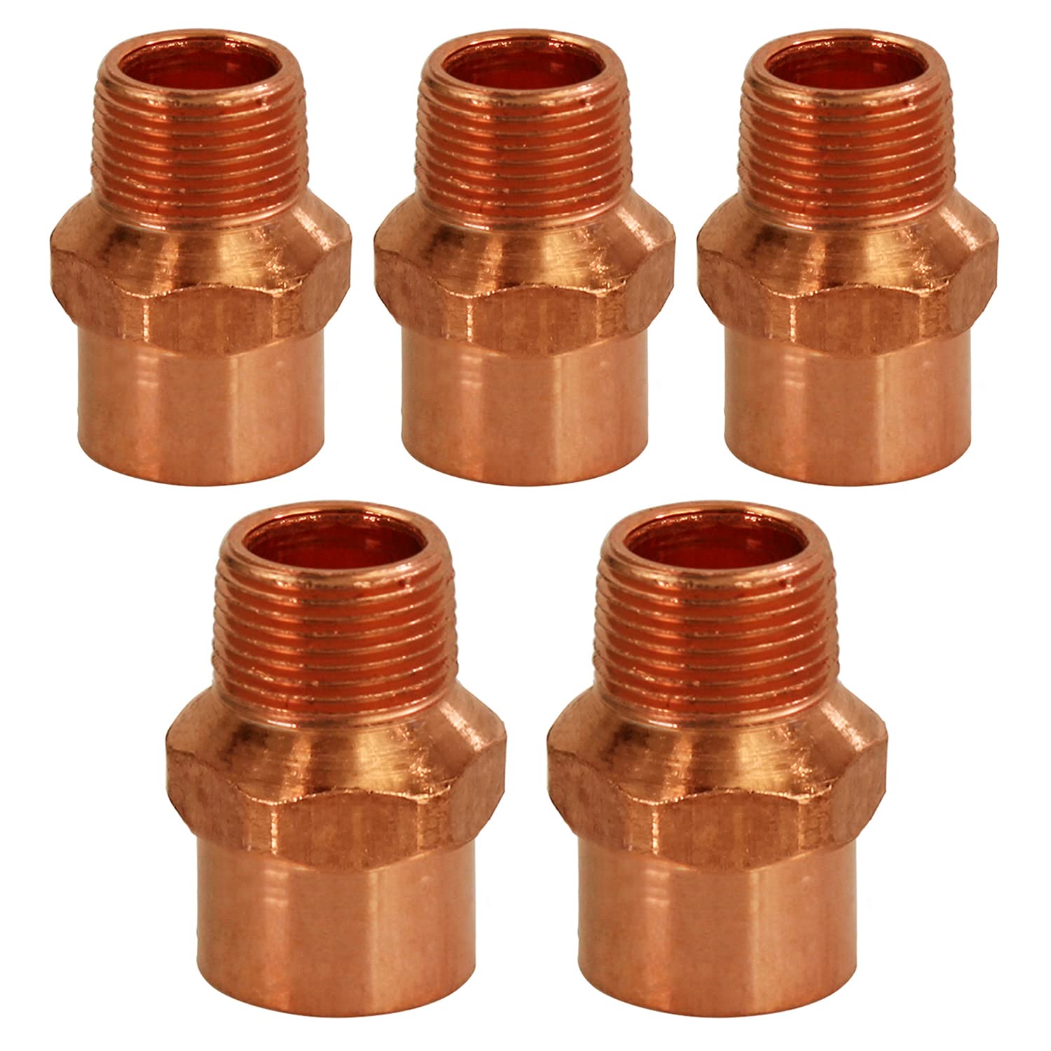 Supply Giant DDNA0120-5 Male Adapter Reducing Fitting Sweat x MIP Connections, 1/2 X 1/4, Copper