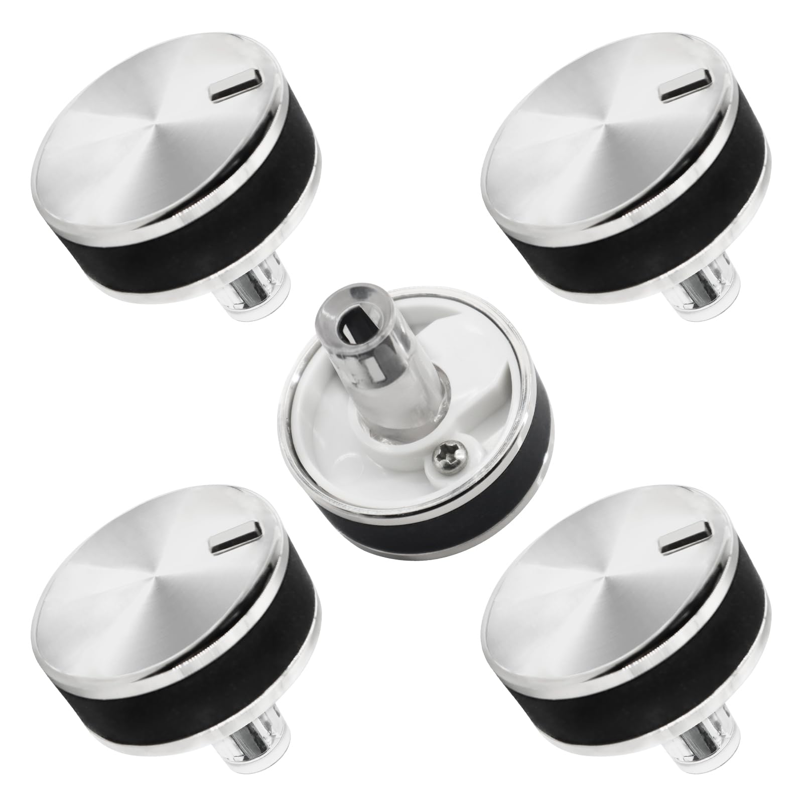 5 Pack WB03X24360 Gas Stove Stainless Steel Knob Compatible with GE Cooktop Replaces WB03T10259 AP5980302 PS11700818 EAP11700818 4179424