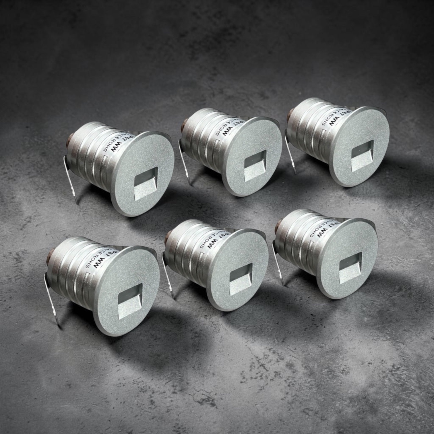 6 Pack Silver LED Step Lights Low Voltage Landscape Warm White 3000K IP67