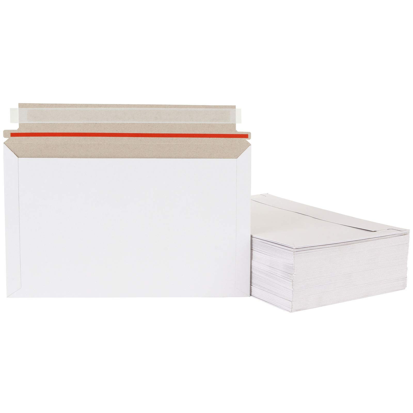 QTLCOHD 100Pcs 9 x 12 Inch Rigid Mailers Stay Flat Photo Document Mailer Self Seal Cardboard Envelops Mailers White Paper Mailer for CD, Photo, Picture, Letter