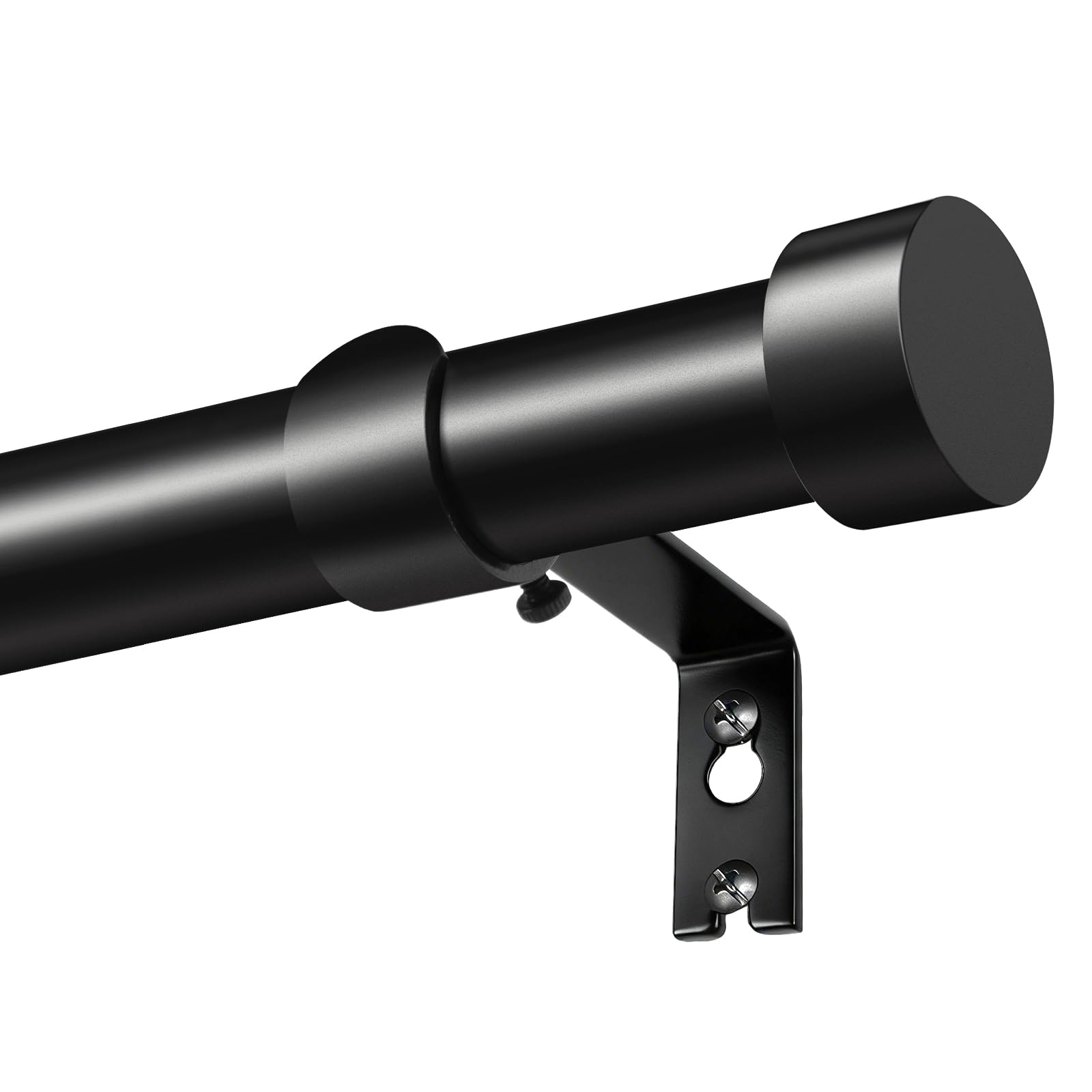 KAMANINA Black Curtain Rod 32 to 144 Inch (2.6-12 Feet), 1 Inch Heavy Duty Curtain Rods for Windows, Modern Adjustable Drapery Rods with End Cap (32"-144")