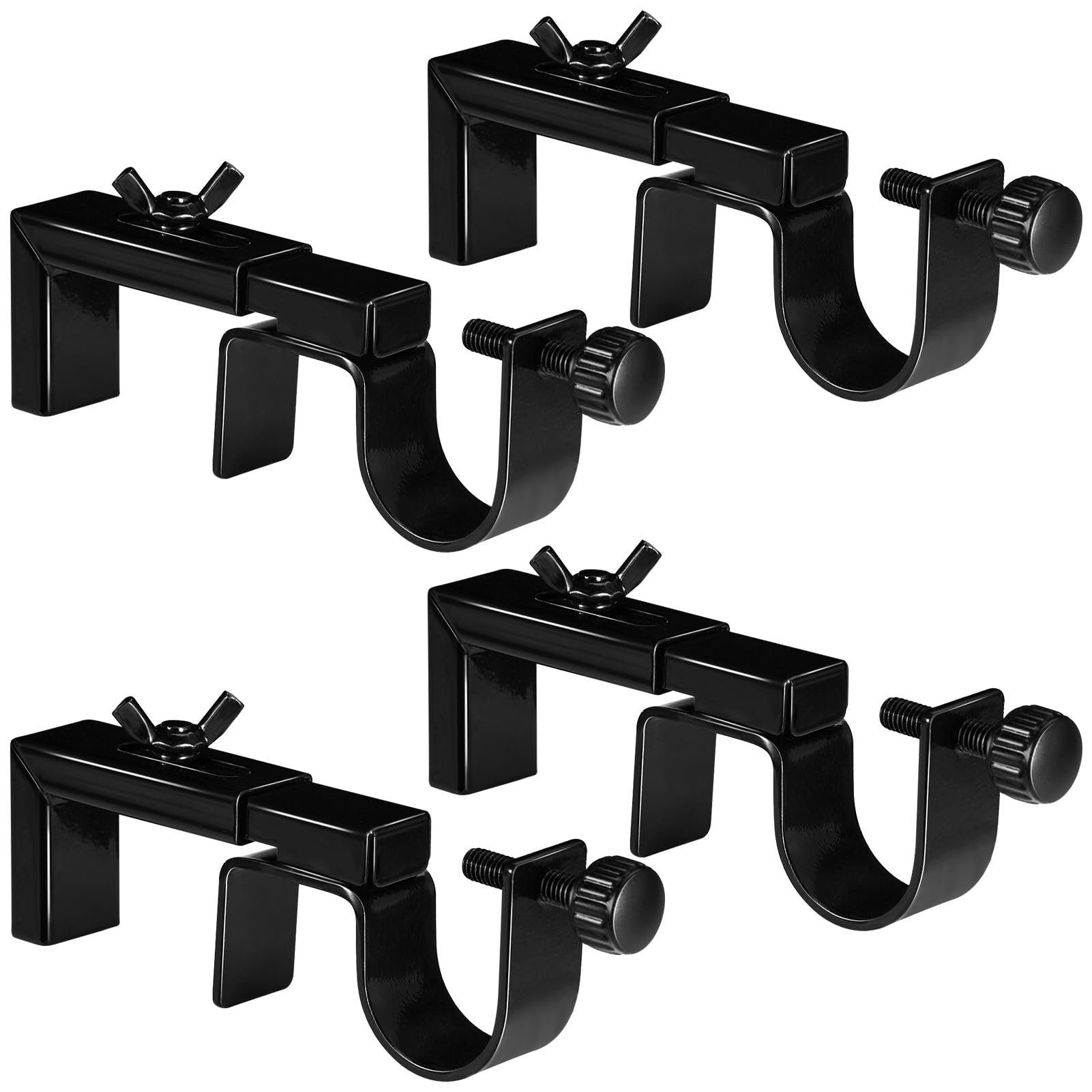 4 Pack Adjustable Curtain Rod Bracket Attachment for Outside Mounted Blinds,Fit for 1.3 - 2 inches Wide Track,No Drill Curtain Rod Holder for Externally Mounted Blinds Drapery Rods
