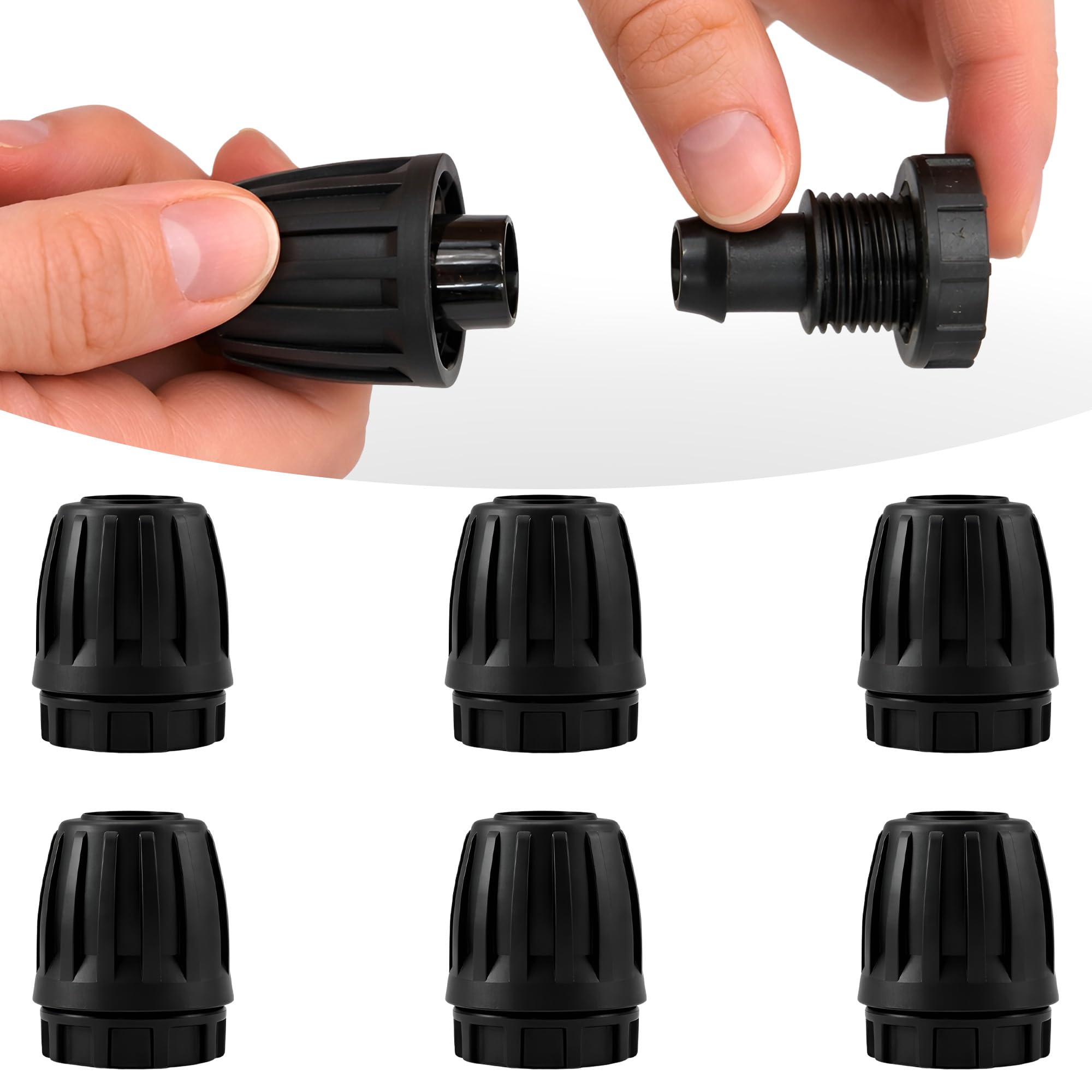 Carpathen Drip Irrigation Parts - 6PCS 1/2 inch End Plugs for Drip Irrigation System - Leak Free End Plug Connectors for 1/2" Tubing