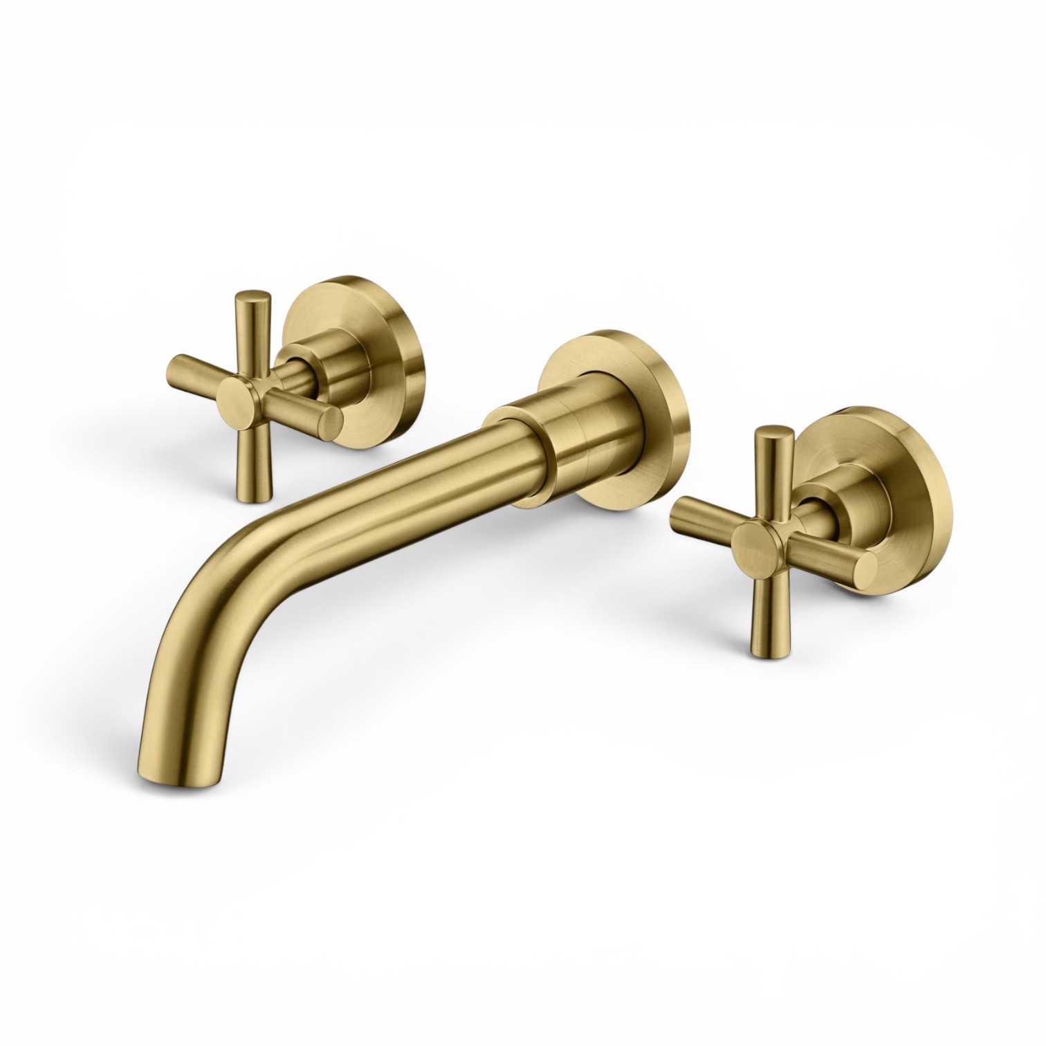 NEW Brushed Wall Mount Faucet - 2 Handle Cross - Champagne/Brushed Brass/Gold