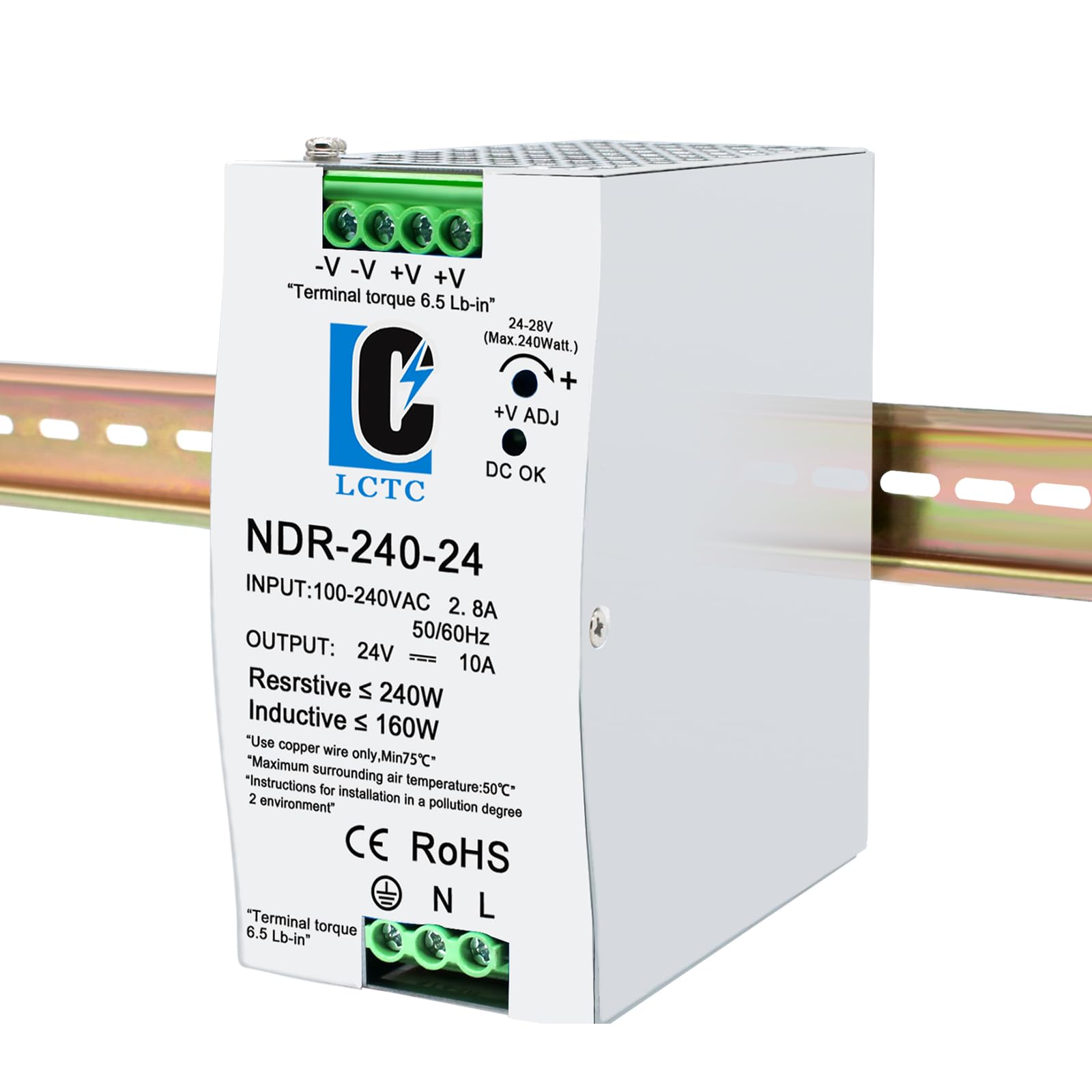 LCLCTC NDR240-24 240W 24V 10A Din Rail Power Supply PFC