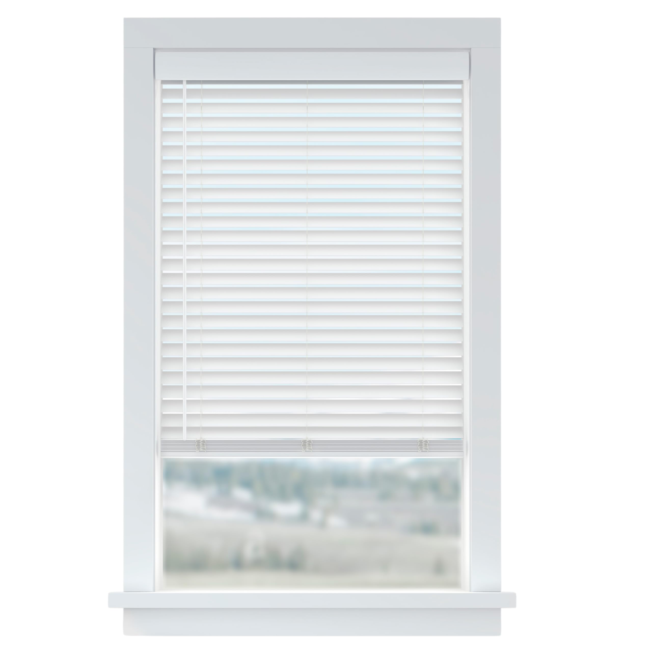 LEVOLOR Basics 2” Faux Wood Horizontal Blinds for Indoor Windows, 34” W x 72” H, Cordless Light Filtering Window Shade, White
