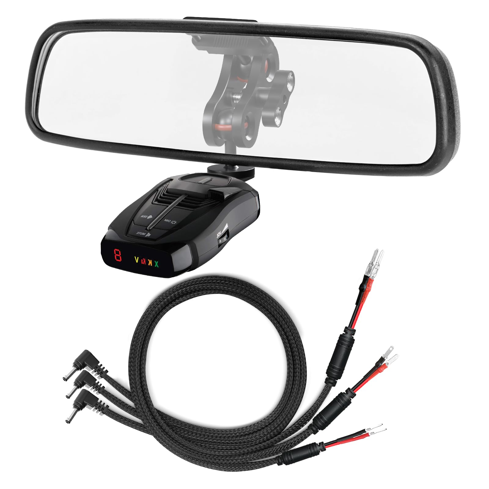 RNVEASS Radar Detector Rearview Mirror Mounting Bracket,13.8" Radar Detector Hard Wire Power Cord Mirror Wire Plug,with Braided Set of 3 (for Cobra Radar)