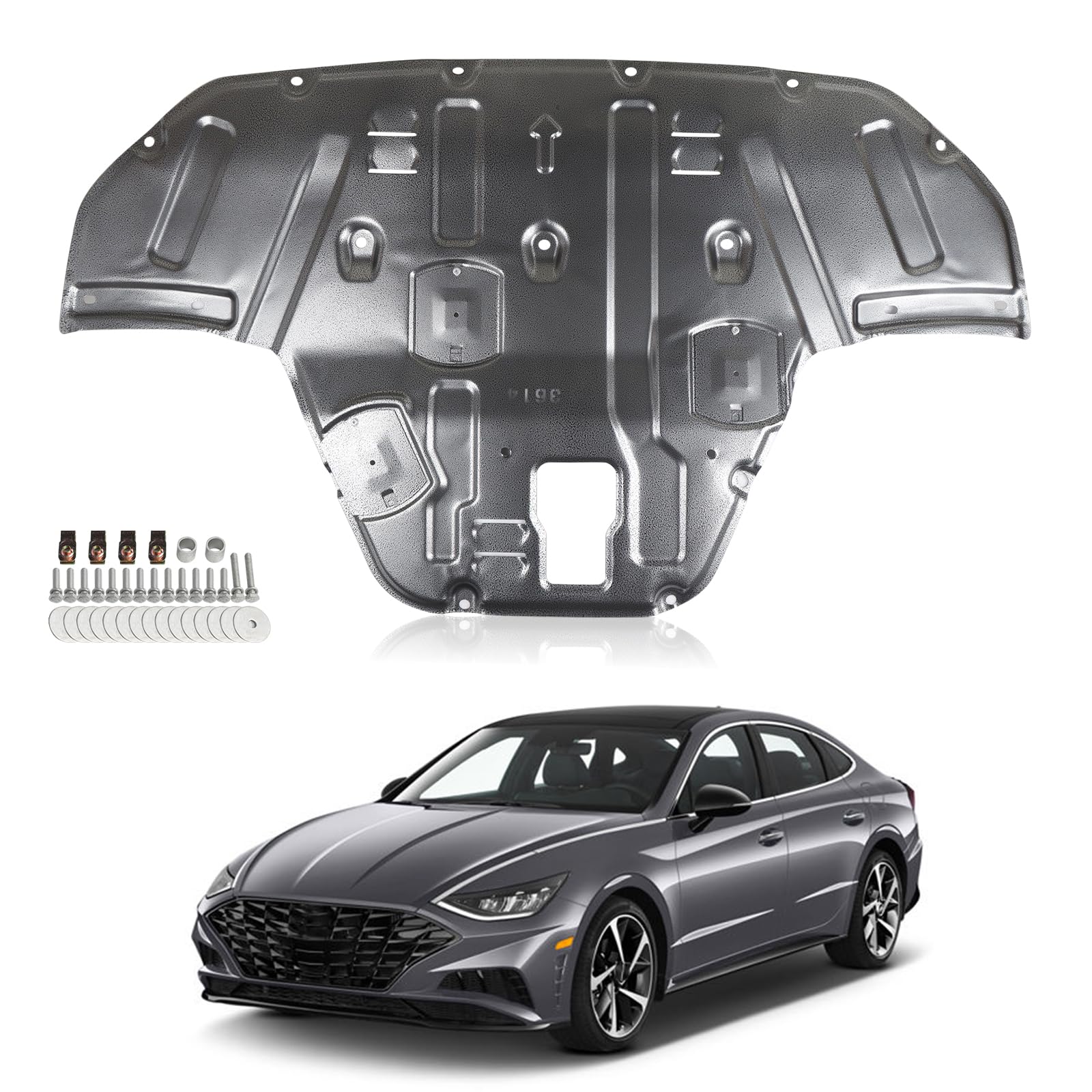 DOLKSN Front Engine Guard Mud Flaps w/Screw Hardware Compatible with 2020 2021 2022 2023 Hyundai Sonata Engine Splash Shield Under Car Shield Cover Board