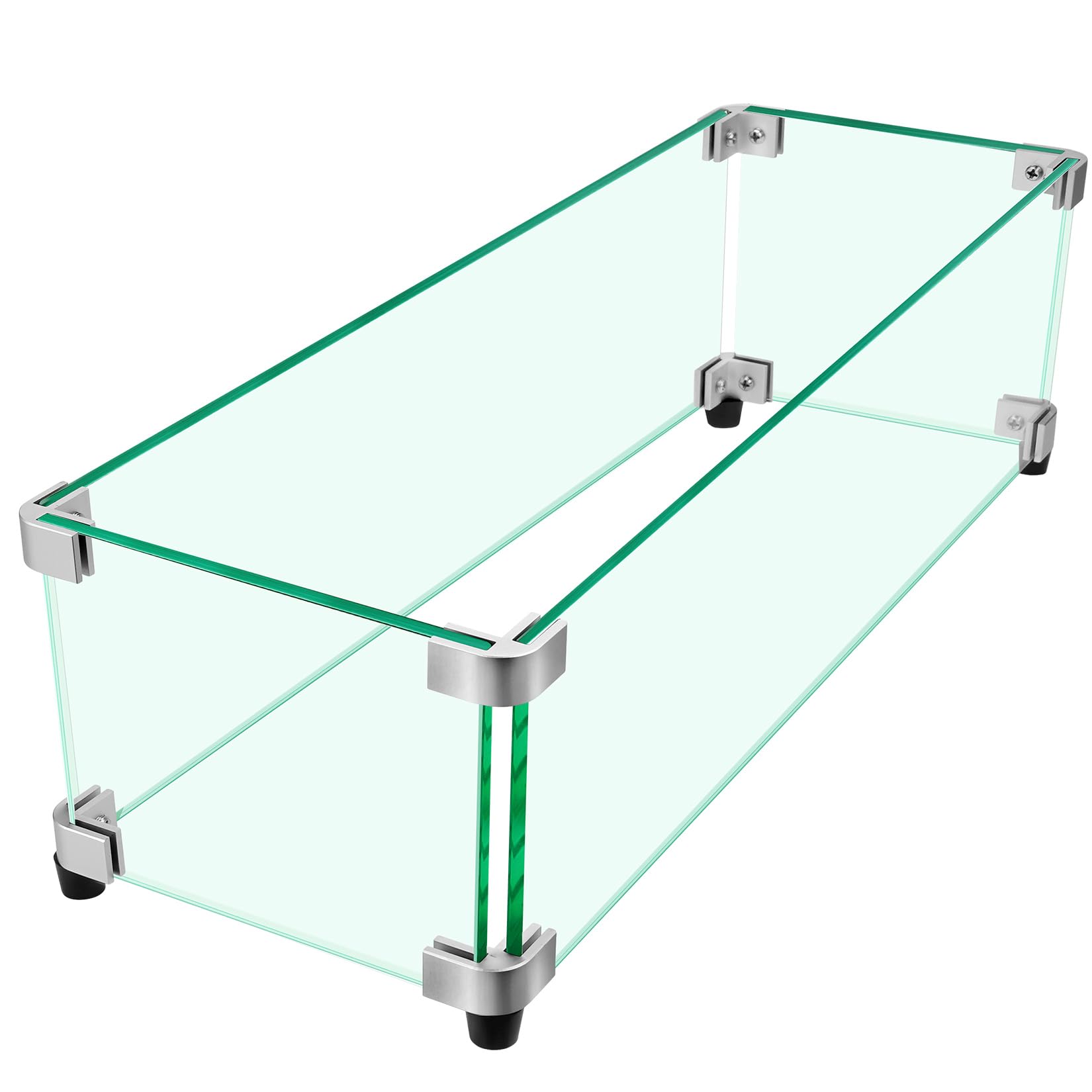vchin Fire Pit Wind Guard, 23.5" x 7.5" Square Tempered Glass Wind Shield for Firepit & Fire Table, Thick Glass and Easy Installation with Included Tools, Airflow Management for Stable Flame