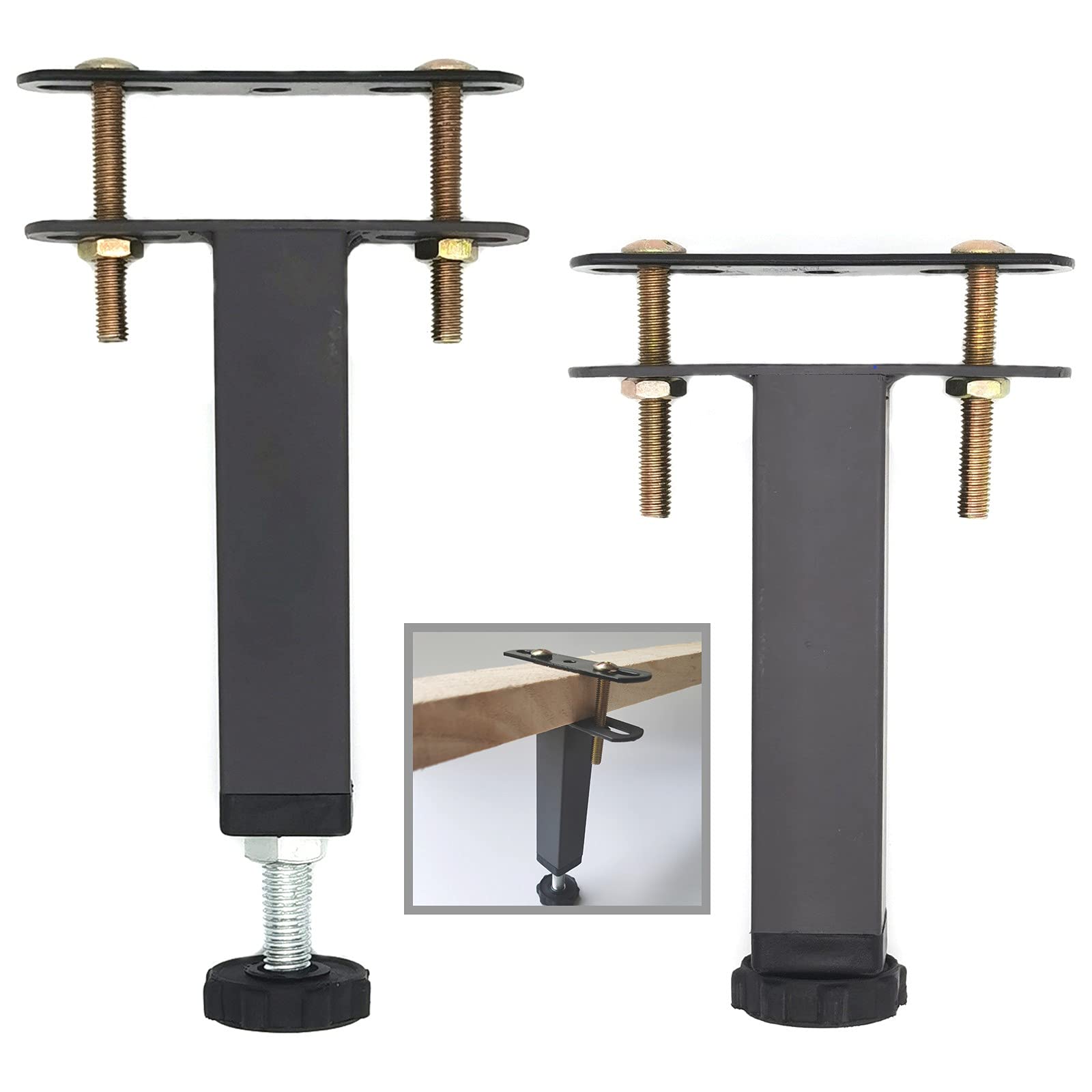 ruiru bro 2pcs Adjustable Height Center Support Leg for Bed,Steel Bed Frame Or Wooden Bed Center Support Beam,Center Support for Queen/Twin/King/Full Bed(Grey, Height:7.8 to 10.6 Inch)