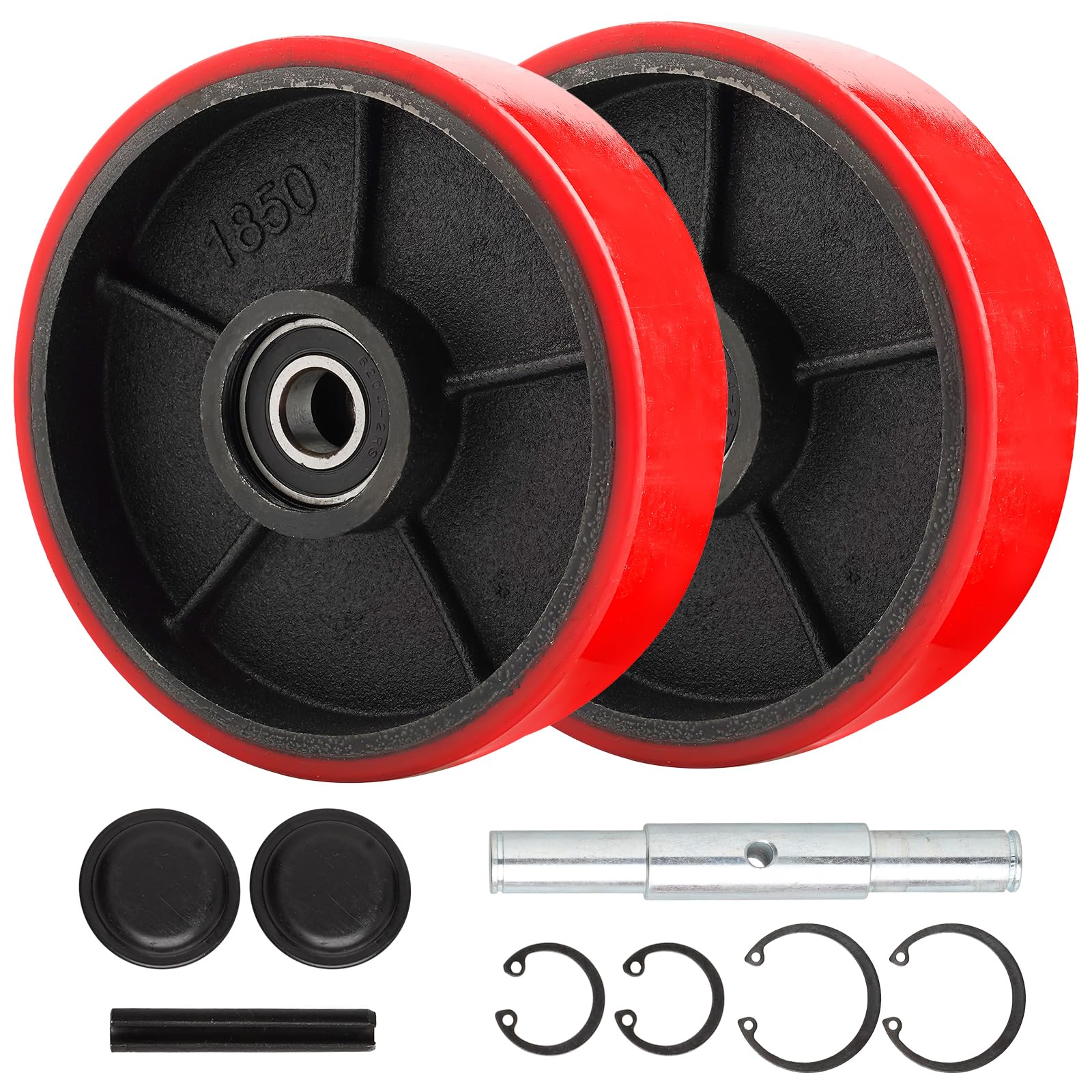 Pallet Jack Wheels/Truck Steering Wheels, Caster Wheels Pallet, 20mm ID Bearings 7" x 2" Pair