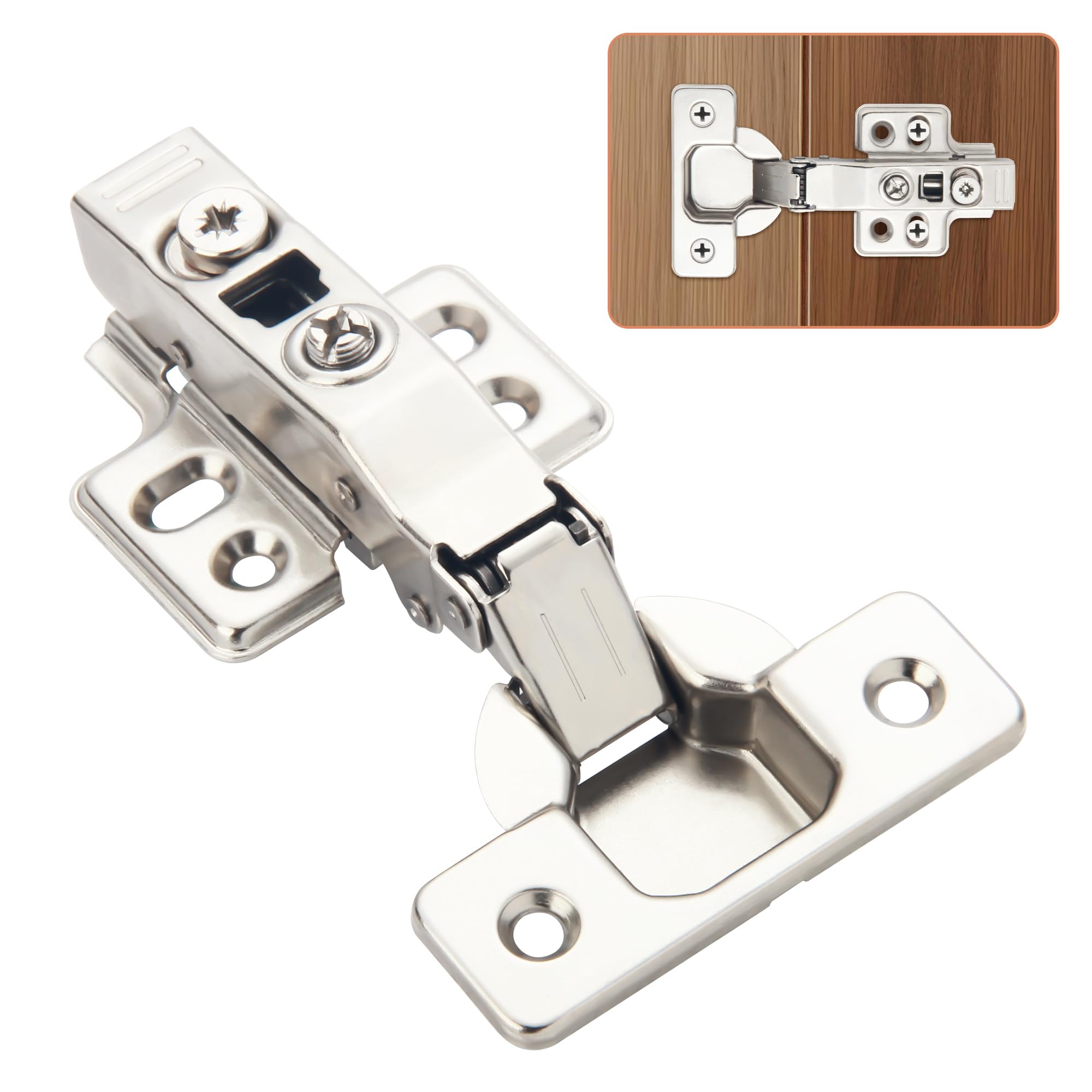 STIANC 50 Pack Full Overlay Frameless Soft Close Concealed European Hinges for Kitchen Cabinet Door, Clip On, 3 Way Adjustability, 105 Degree