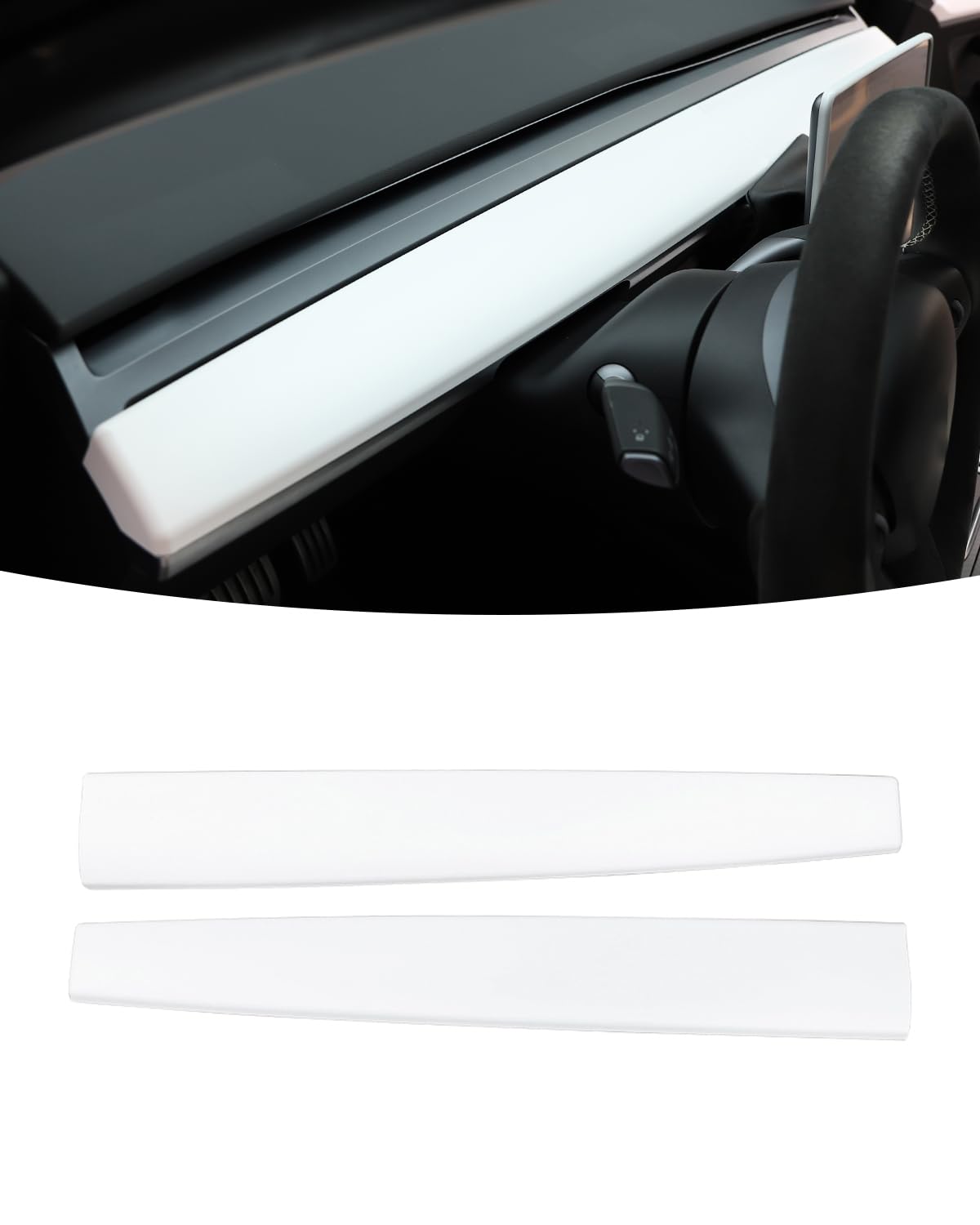 KKTR-CAR Dashboard Cover Wrap,Inter Dashboard Cover Compatible with Tesla Model 3 2021-2023 Model y 2019-2024 (2 pcs) (Matte White)
