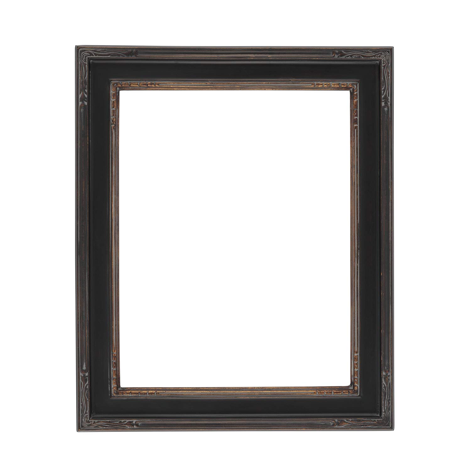 Creative Mark Plein Air Museum Collection Nouveau Picture Frame Solid Wood Composition Hand-Leafed Museum Quality Closed Corner - Black/Gold 11x14