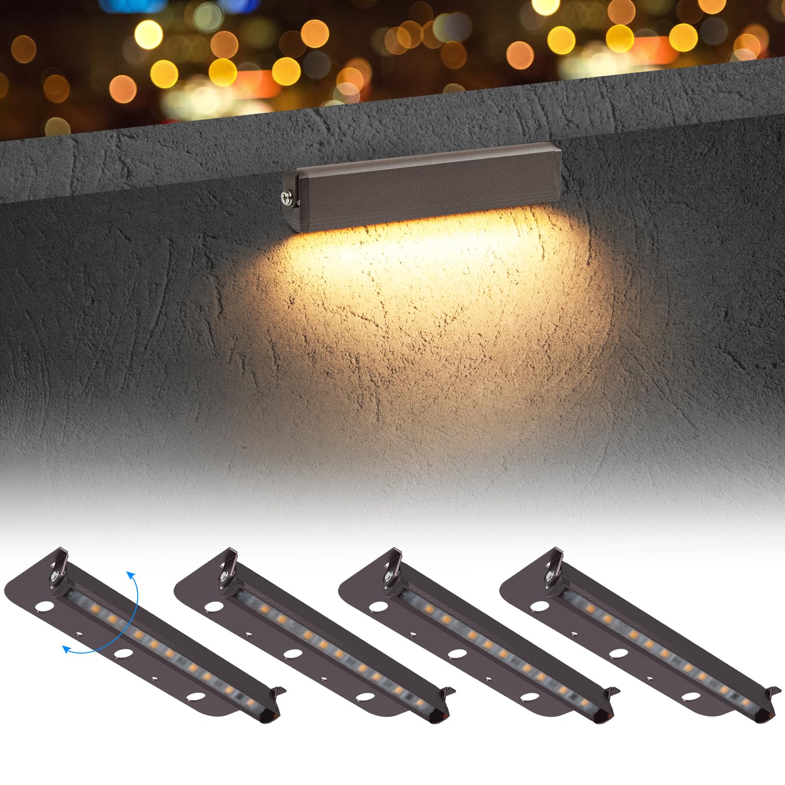 Kwinmyso 4-Packs 3W 7 Inch LED Hardscape Paver Lighting,12V AC/DC Low Voltage Retaining Wall Lights,LED Landscape Lighting,2700K Soft White Outdoor Step Light,50,000 Hours Lifespan