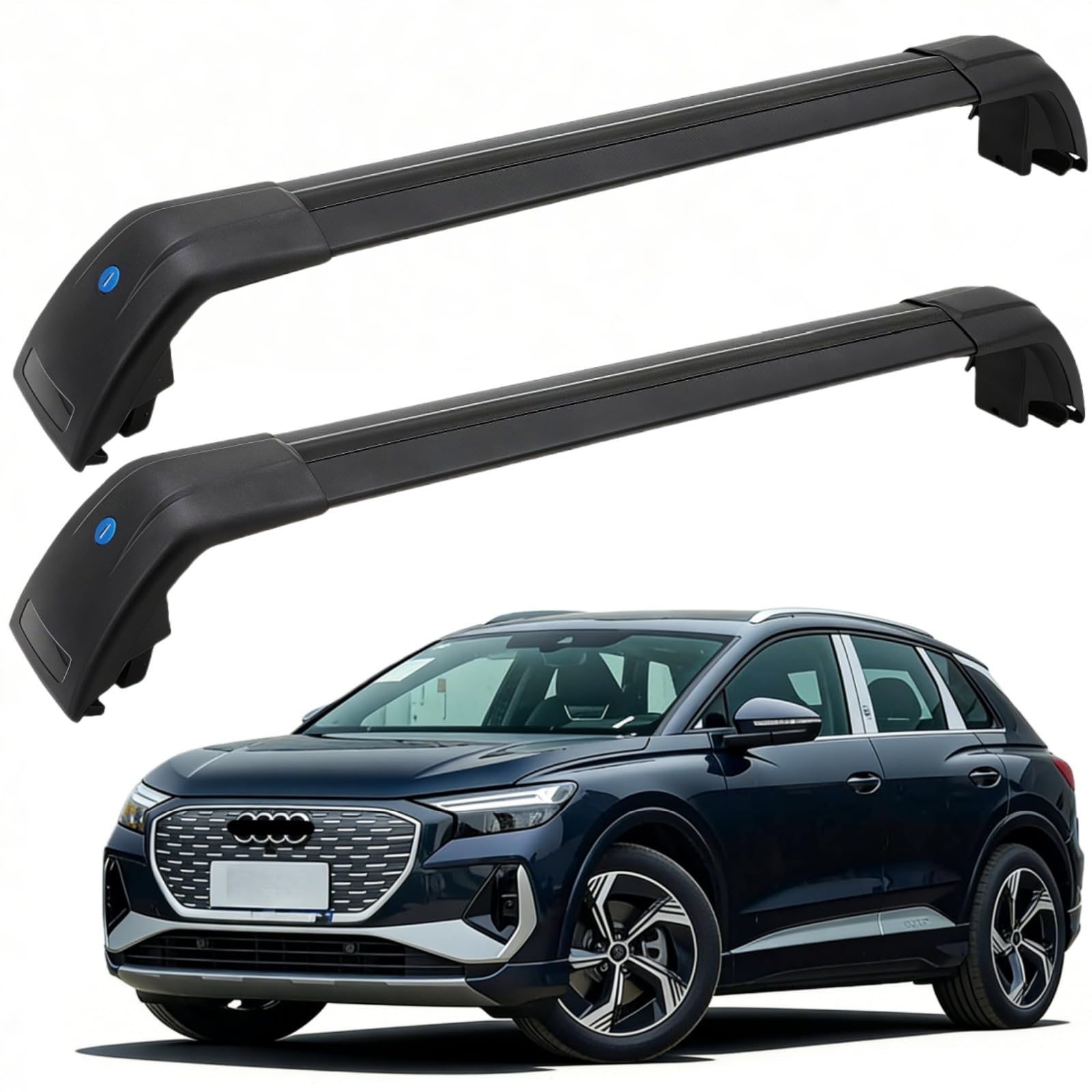 SYDSZ Roof Rack Cross Bars 300lb Compatible with Audi Q4 E-TRON 2022 2023 2024 2025 2026, Flush Side Rails, Heavy Duty Anti-Theft Aluminum Roof Rails Crossbars Rooftop Luggage Racks Carrier