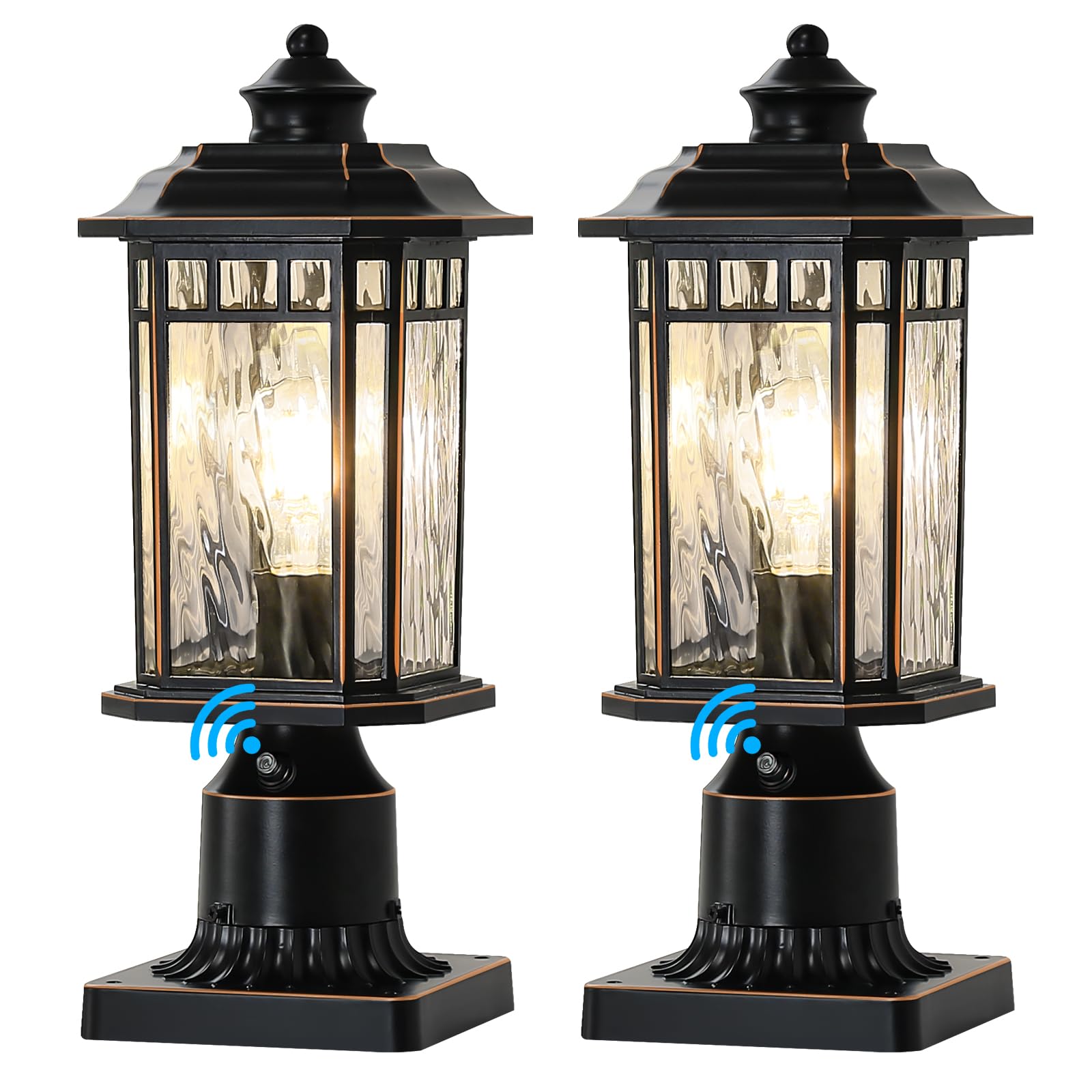 DASTOR 2 Pack Dusk to Dawn Outdoor Post Lights, Outdoor Lamp Post Light with Pier Mount Base, Waterproof Aluminum Post Outdoor Lighting for Garden Patio Pathway