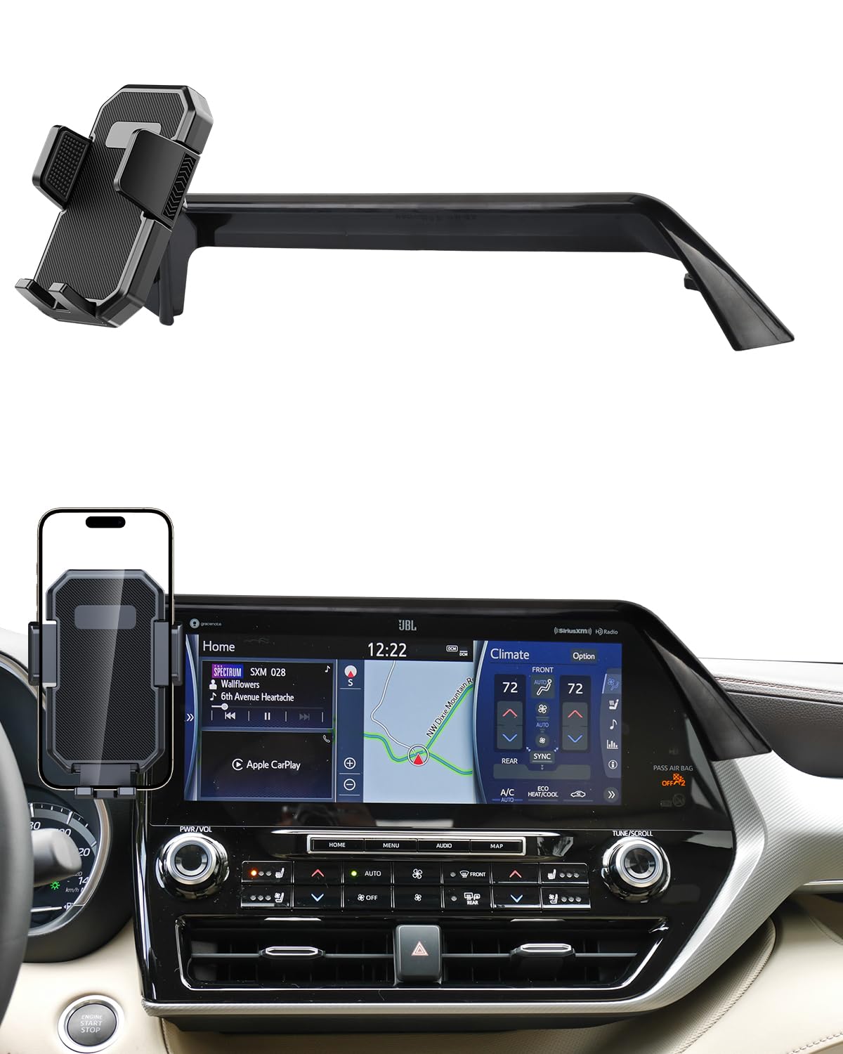 Auto-Lock Car Phone Holder Mount for Toyota Highlander 2020-25 12.3" Screen