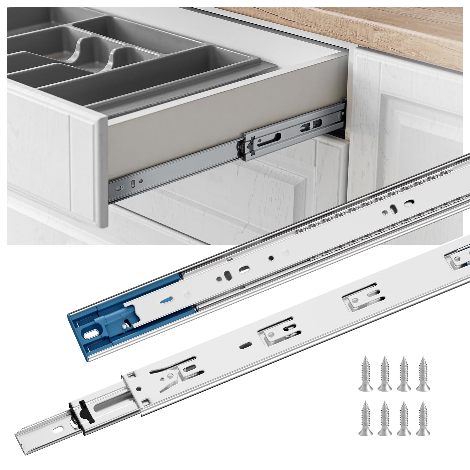 Goldenwarm 10 Pair 22 Inch Soft Close Drawer Slides, 20 Pack Heavy Duty Side Mount 100lb Capacity, Full Extension Ball Bearing Cabinet Glides for Kitchen