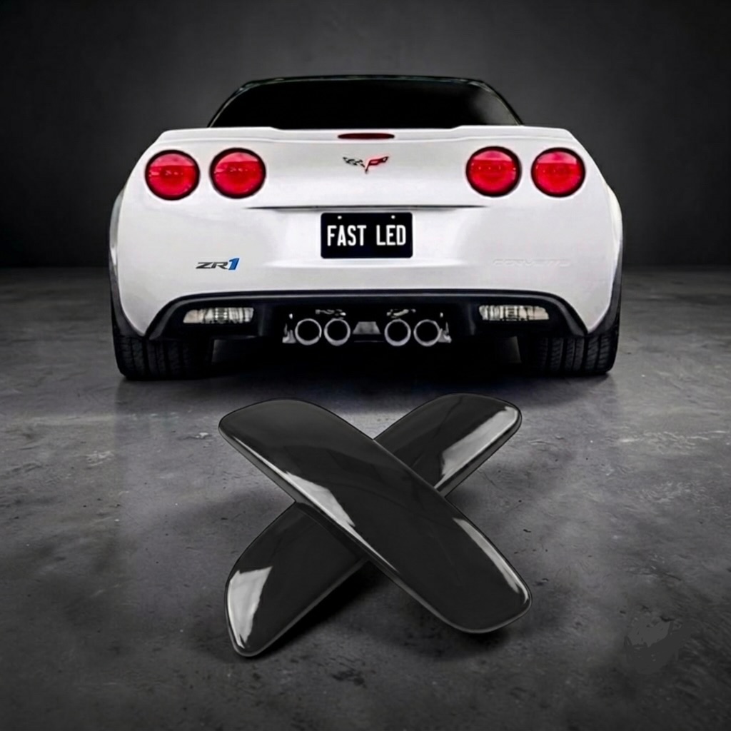 Smoked ABS Rear Reverse / Back Up Light Covers for Corvette C6 Pair NEW