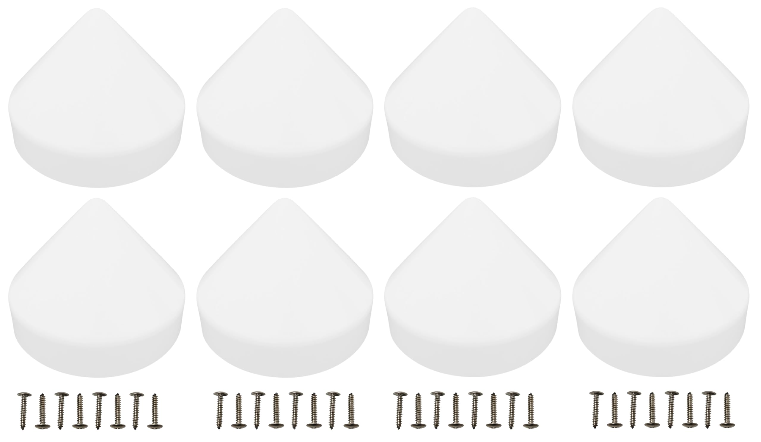 JSP Manufacturing 8 Pack Cone Marine Dock Piling Caps, Dock Pylon Cover Caps for Marine Boat Docks, Floating Docks, Piers (White, 8 inch)
