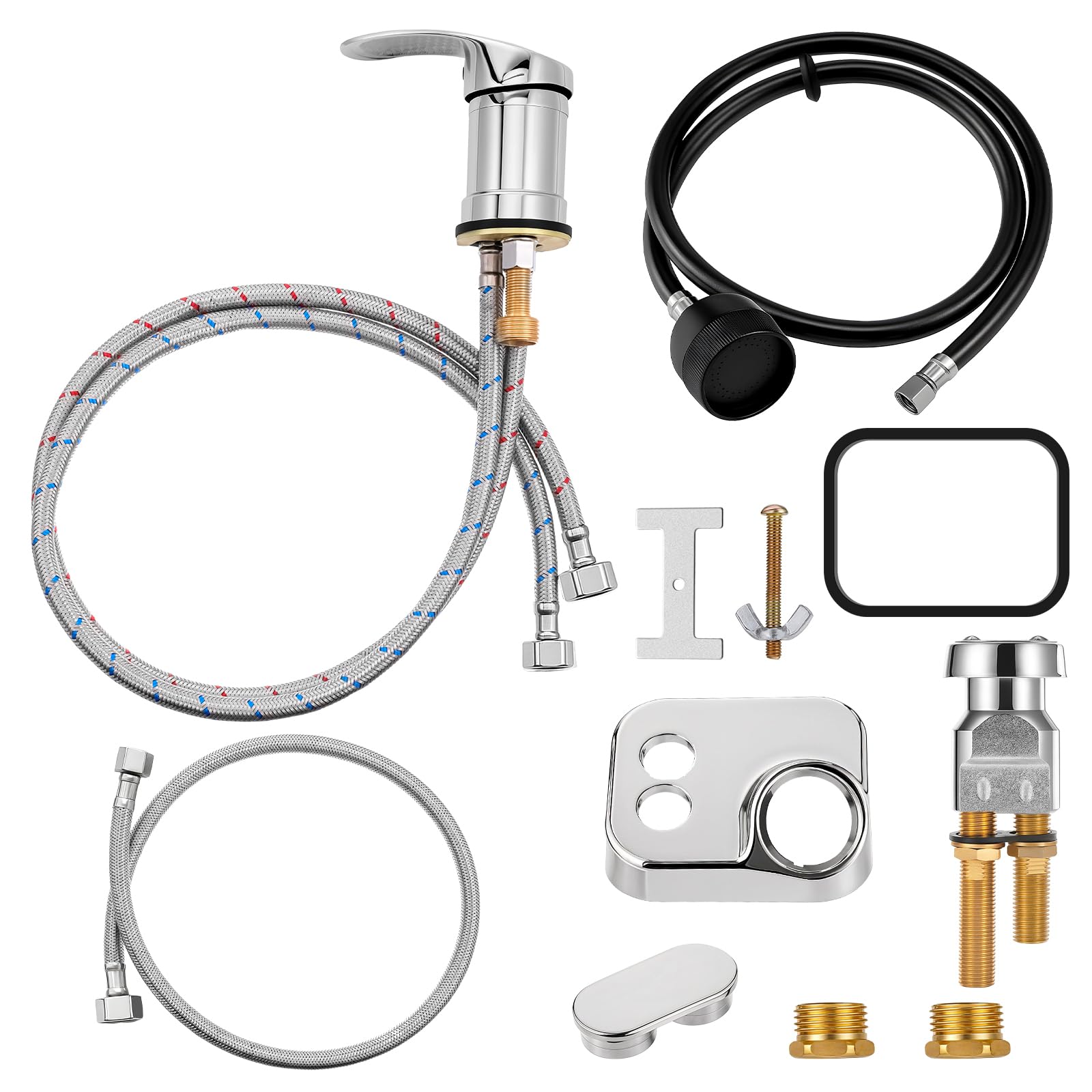 Salon Shampoo Bowl Faucet, Hair Salon Sink Faucets Sprayer Hose Set Professional Vacuum Breaker Outside Faucet Kit with Sprayer Replacement Part for Bathroom Sink Shampoo Bed