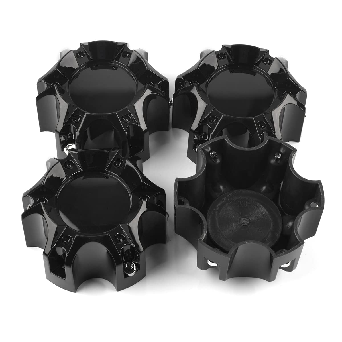 GTOWNWORKS 4.49in Wheel Center Caps Ballistic Black 6-Lug 4-Pack NEW
