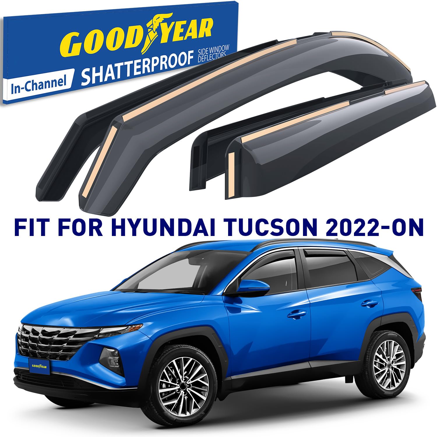 Goodyear Shatterproof In-Channel Window Deflectors for Hyundai Tucson 2022+ READ