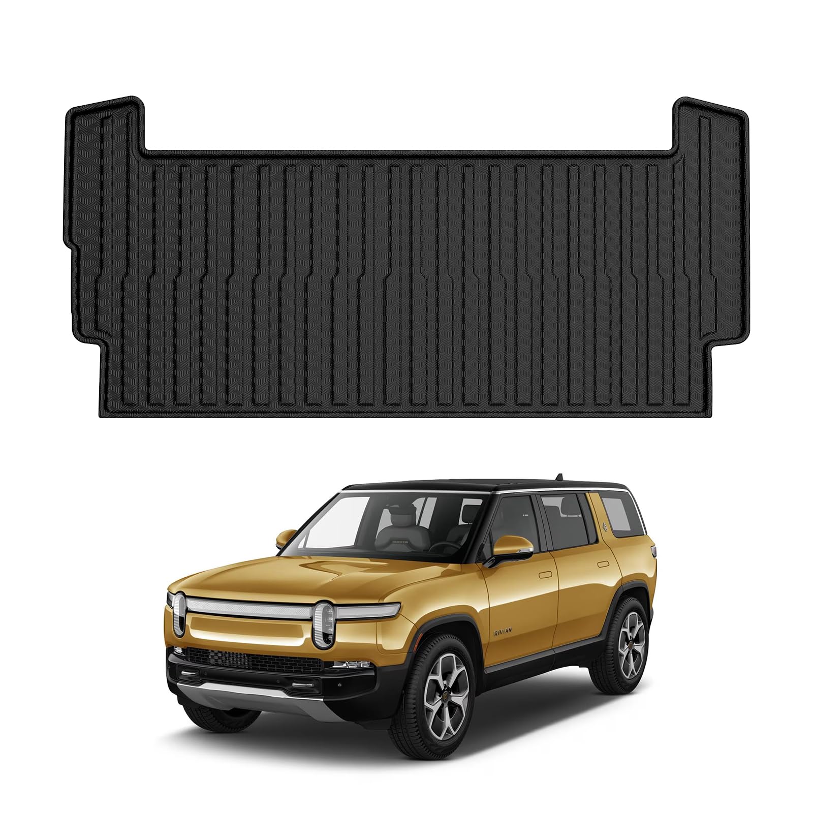 Mixsuper Cargo Liner for Rivian R1S 2022-2024 2025, All Weather Trunk Mat for R1S Accessories Anti-Slip Trunk Liner Rear Cargo Mat Black