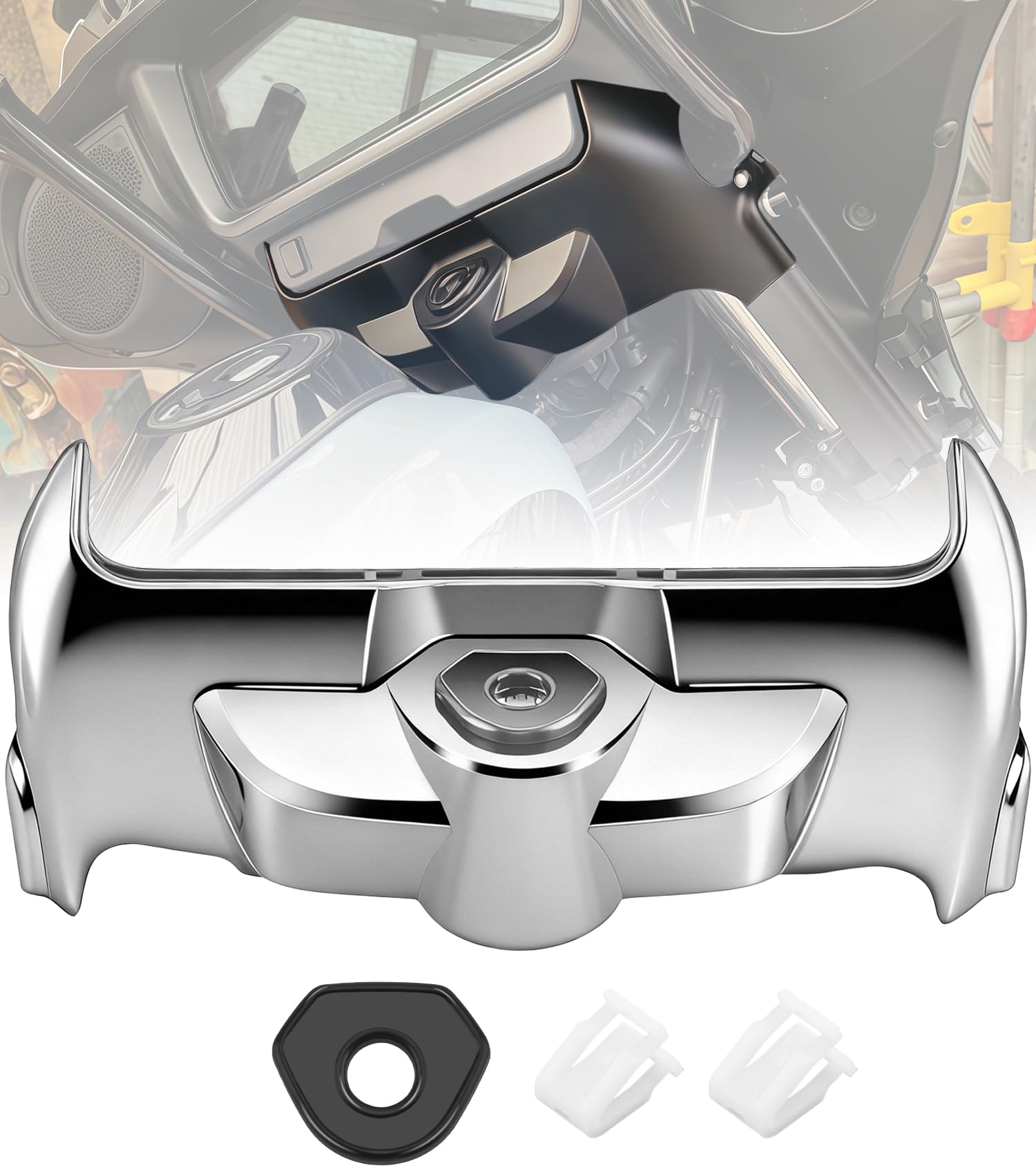Inner Fairing Skirt Switch Panel Dash Accent Cover&Switch Cover Compatible with Harley Touring CVO Street Glide FLHXSE 2023-up,Street Glide FLHX 2024-up,Ultra FLHXU 2025-up (Chrome)