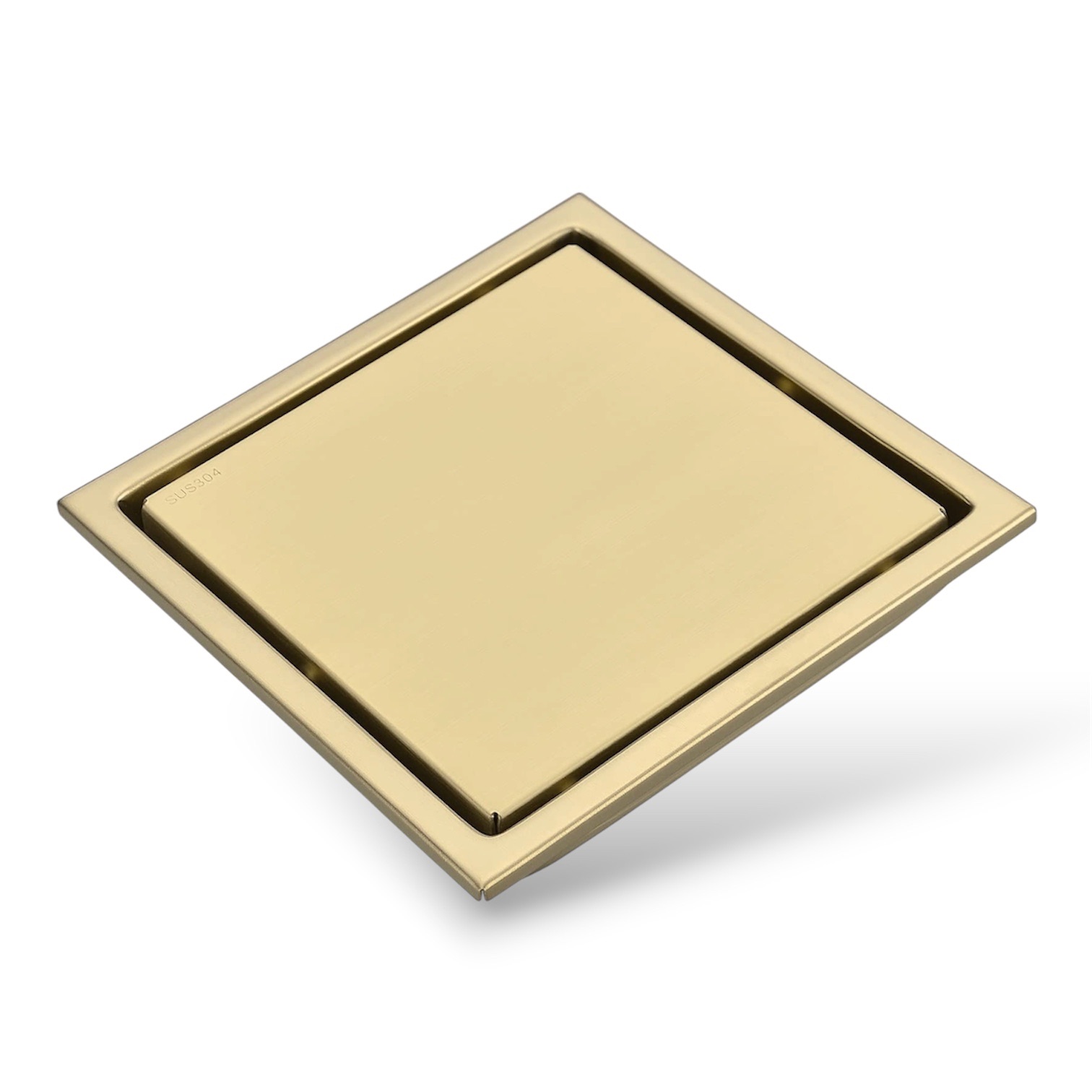 6 Inch Square Invisible Shower Drain Grate Reversible for Tile Insert Gold NEW