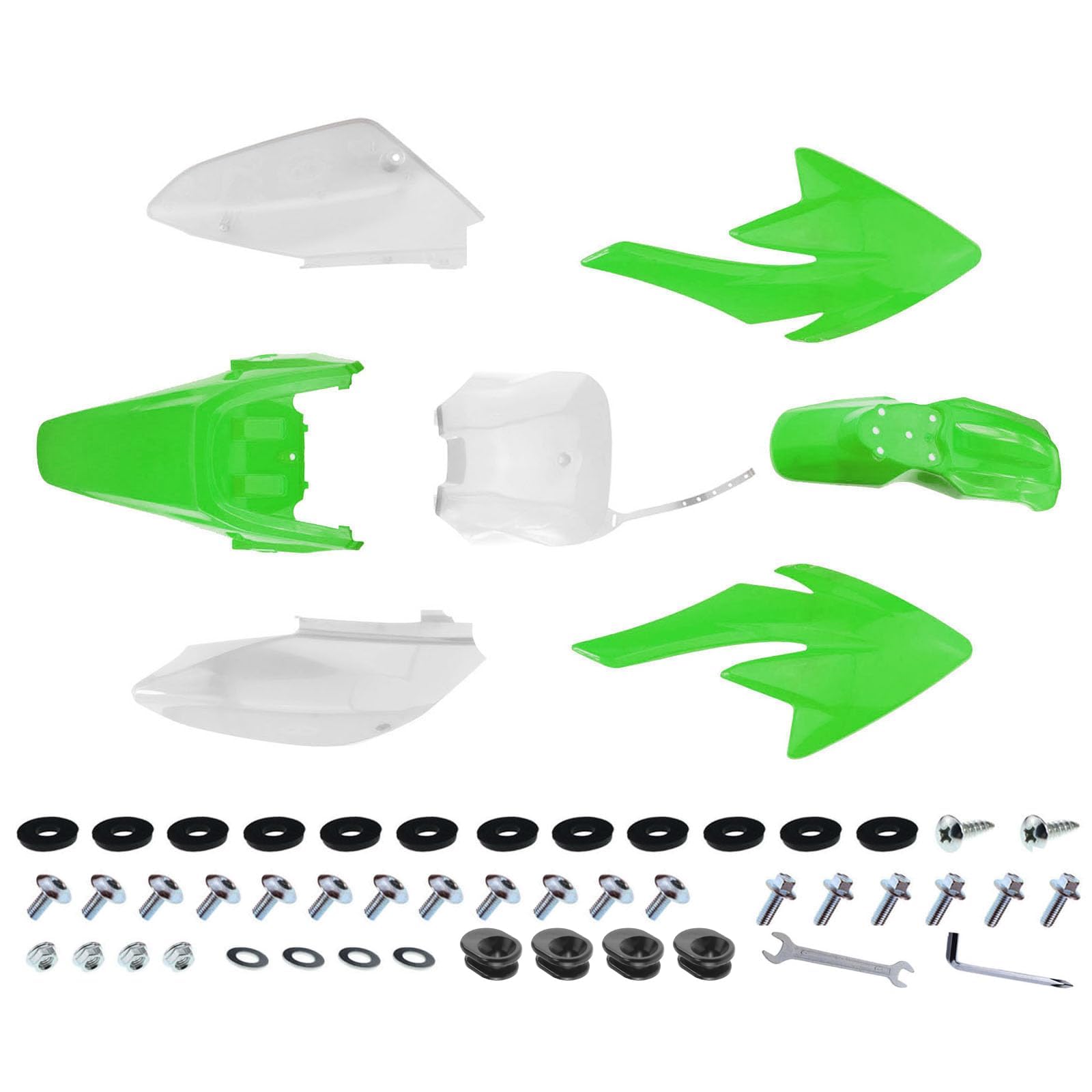 PRO BAT 7 PCs Plastic Fender Kit CRF 70 CRF70 Pit Bike Green / White