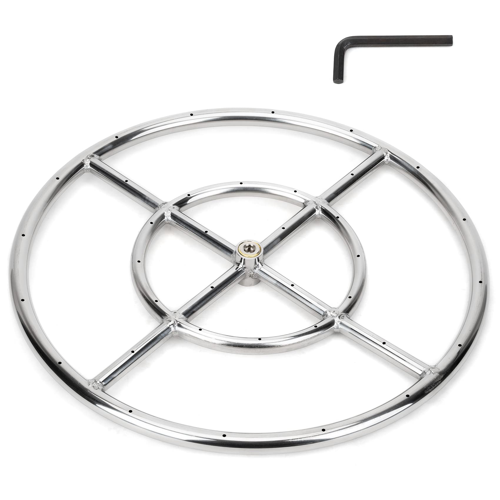 Stanbroil 18 Inch Round Fire Pit Burner Ring for Natural Gas & Propane - 304 Stainless Steel for Indoor & Outdoor Fireplace, BTU 147,000 Max