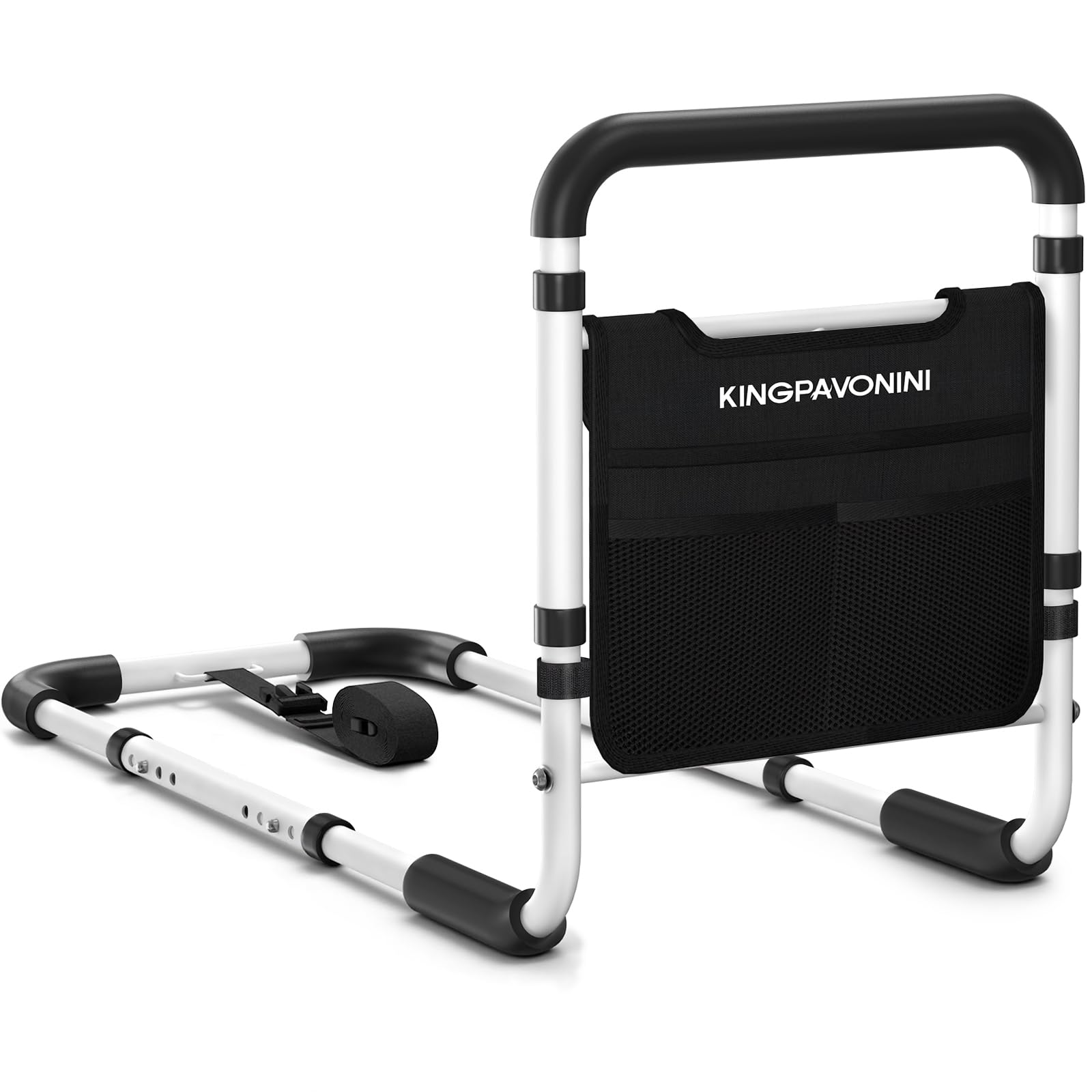KingPavonini Bed Rail for Seniors, Adjustable, 400 LBS, ASTM, Handle, Pocket