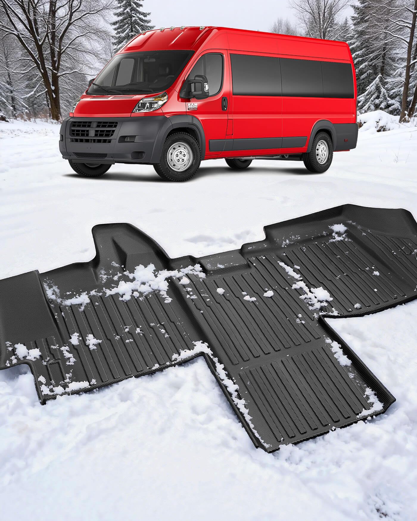 Floor Mats for Dodge Ram ProMaster: 2018-2026 1500 2500 3500, All Weather Rubber Van Accessories, Custom Fit Front Row Car Mats Floor Liners for Ram ProMaster (Not Fit for EV & for City)