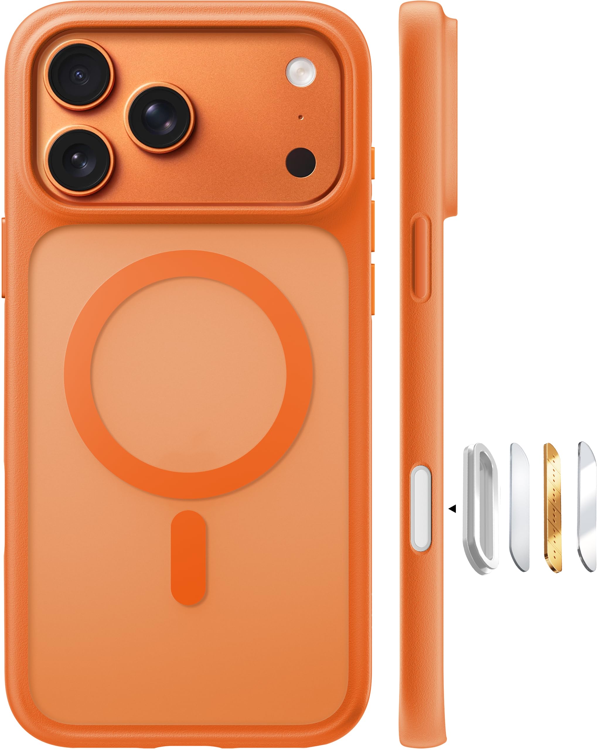 TORRAS Magnetic Shockproof for iPhone 17 Pro Case, Compatible with MagSafe, Military-Grade Drop Protection, Camera Control, DIY Button, Slim Translucent Phone Case for iPhone 17 Pro, Orange